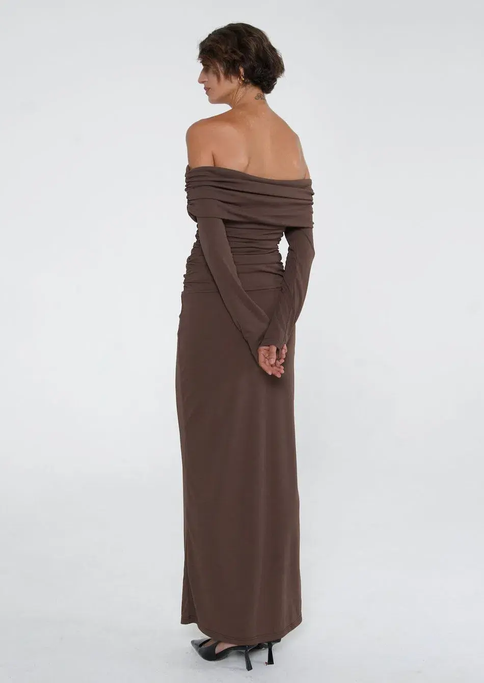 Benni Lorena Maxi Dress Ash Brown Size 8  for rent on The Volte - main image