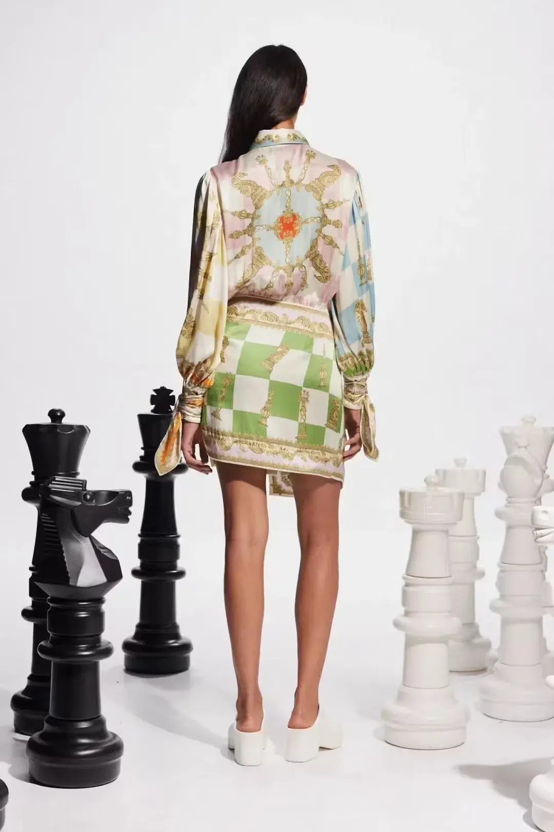 Alemais Checkmate Silk Mini Dress Multi Size AU 10 - Image 2