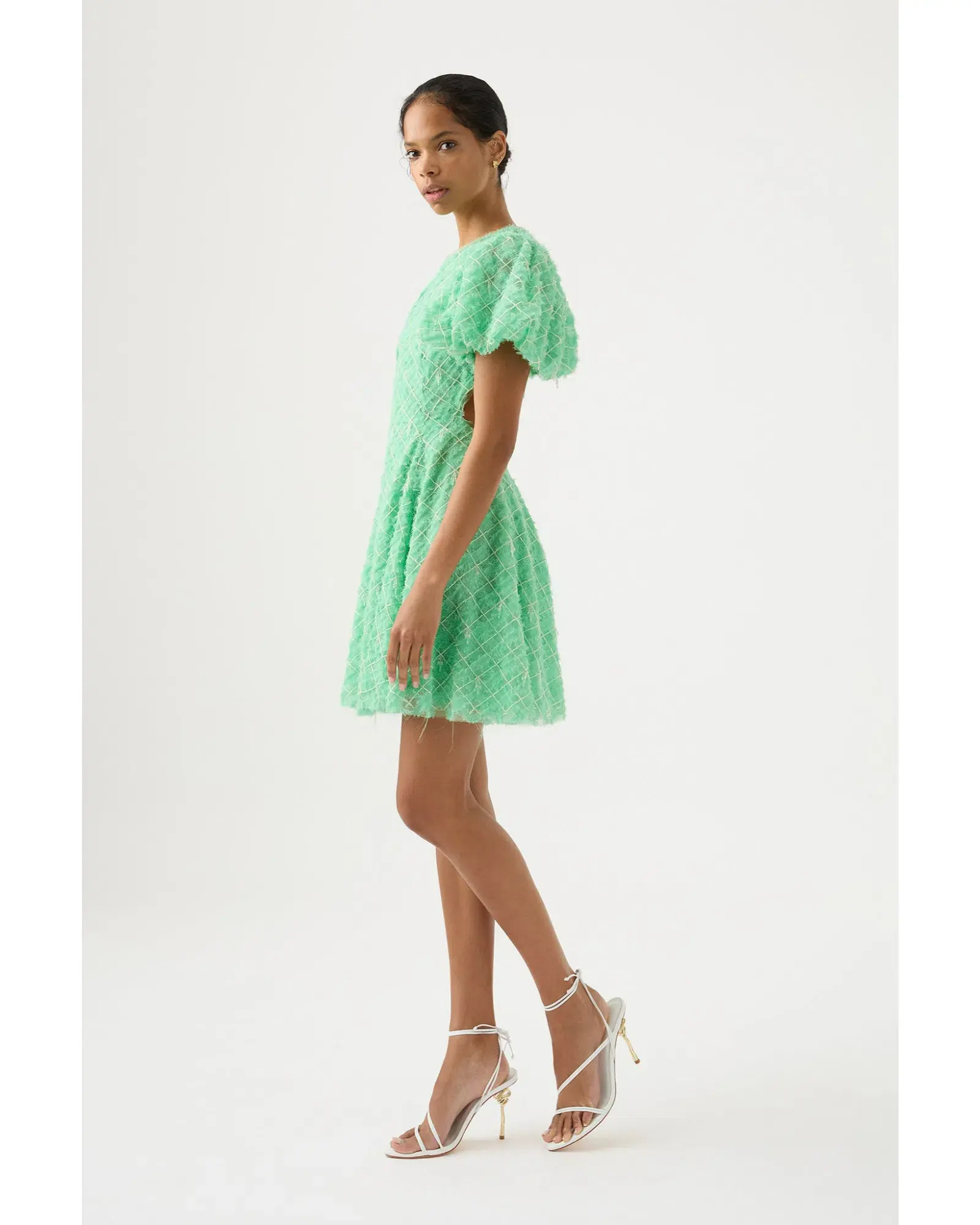 Aje Context Embellished Mini Dress Marine Green Size AU 10 - Image 3