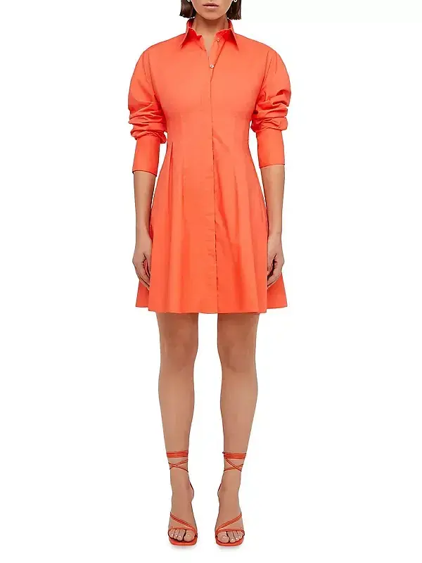 Scanlan Theodore Parachute Cut Out Mini Shirtdress Orange Size AU 6 - Image 1