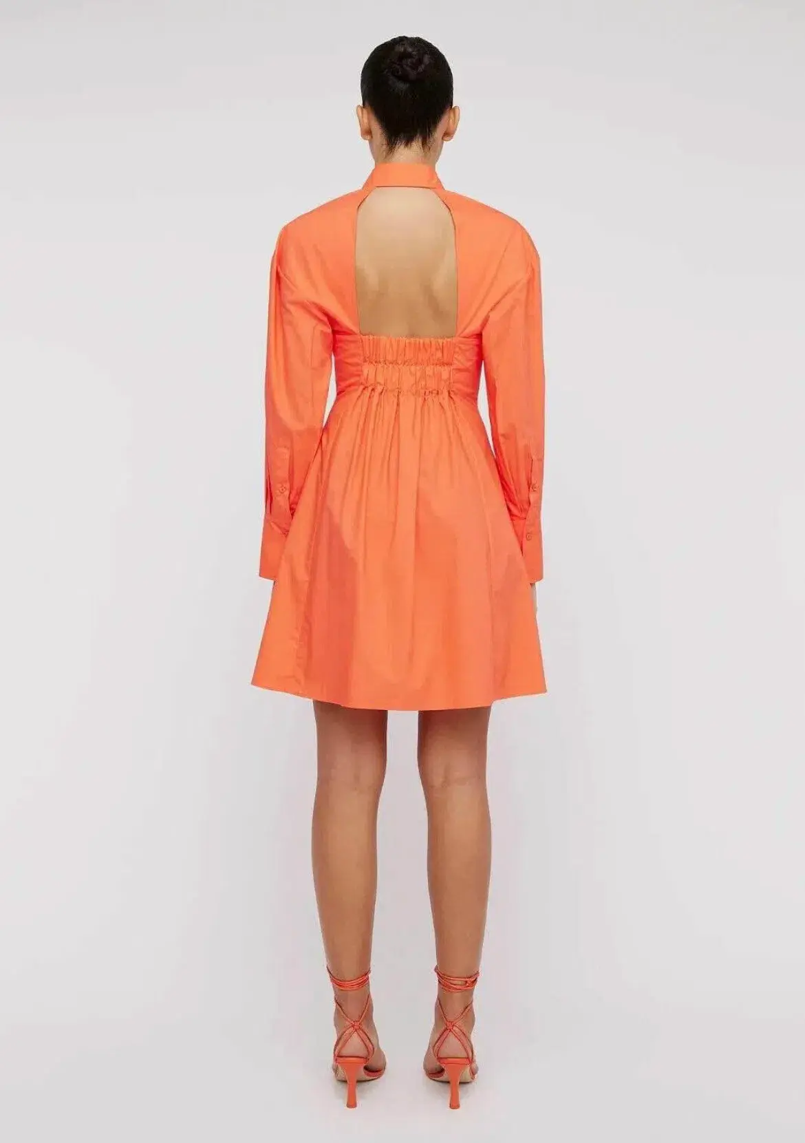 Scanlan Theodore Parachute Cut Out Mini Shirtdress Orange Size AU 6 - Image 3