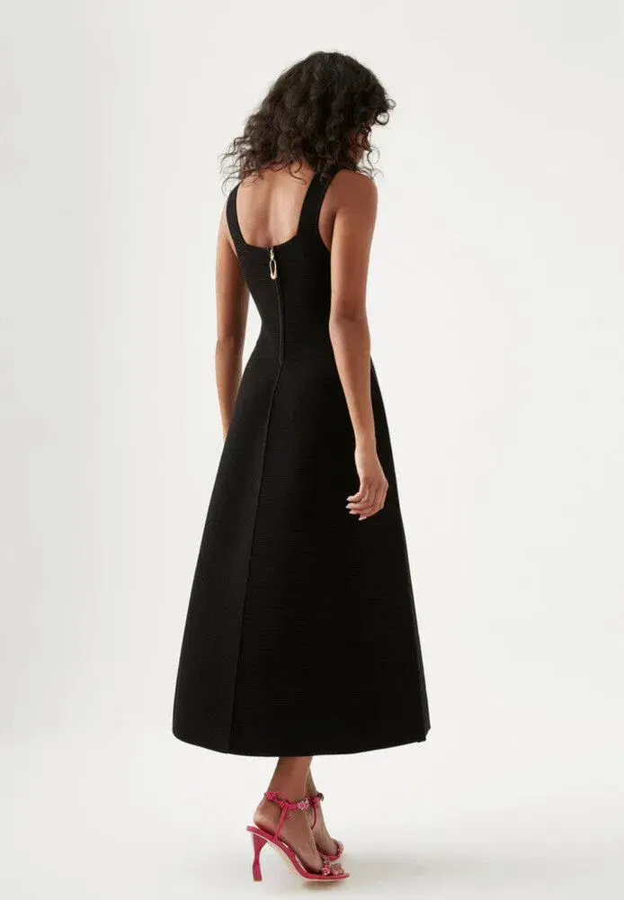 Aje Marisole Knit Midi Dress Black Size AU 10 - Image 3