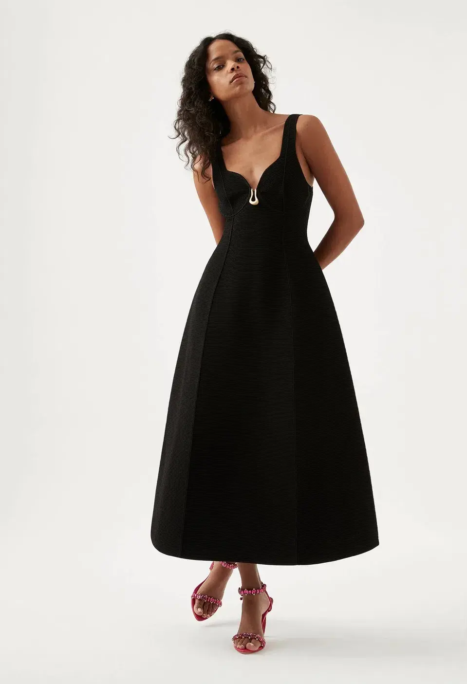 Aje Marisole Knit Midi Dress Black Size AU 10 - Image 1