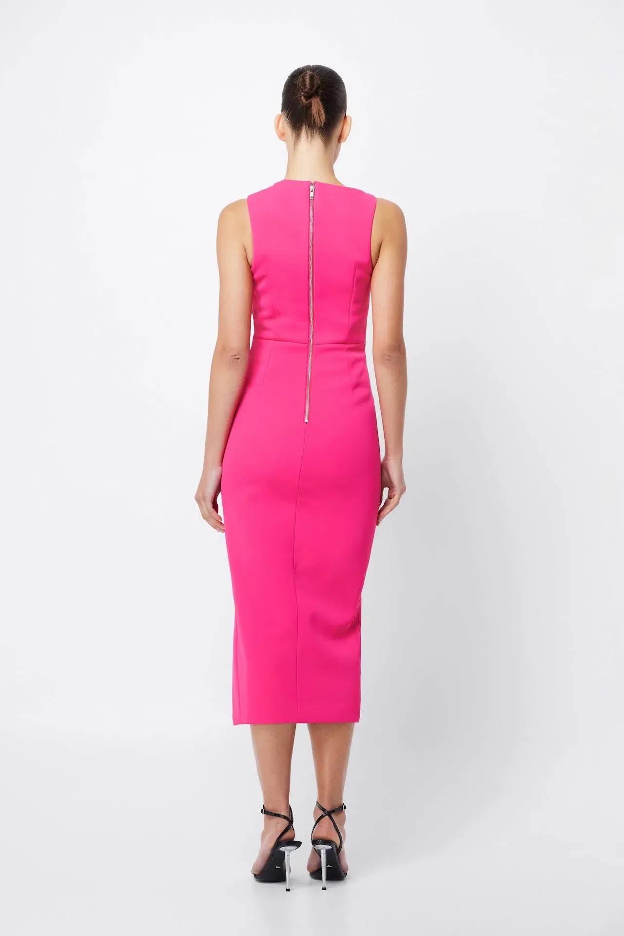 Mossman Solace Draped Midi Dress Fuchsia Size 8 - Image 4