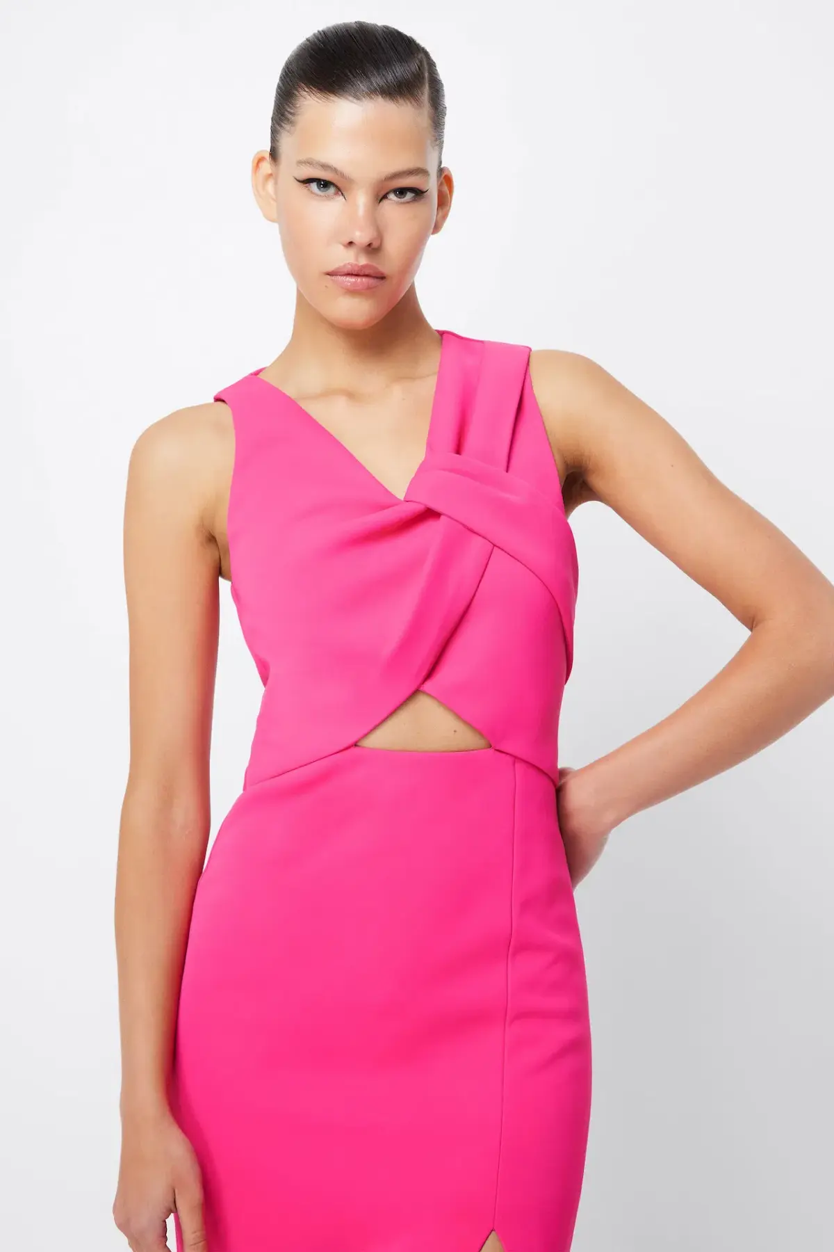 Mossman Solace Draped Midi Dress Fuchsia Size 8 - Image 3