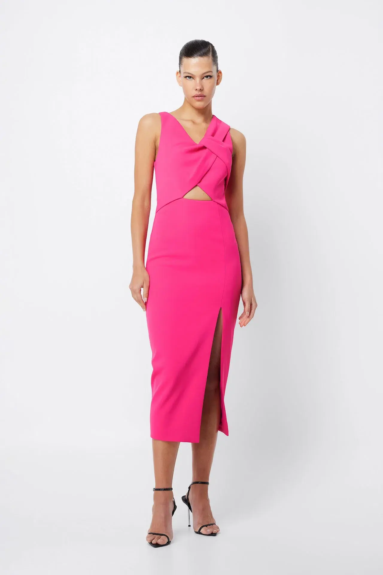 Mossman Solace Draped Midi Dress Fuchsia Size 8 - Image 2