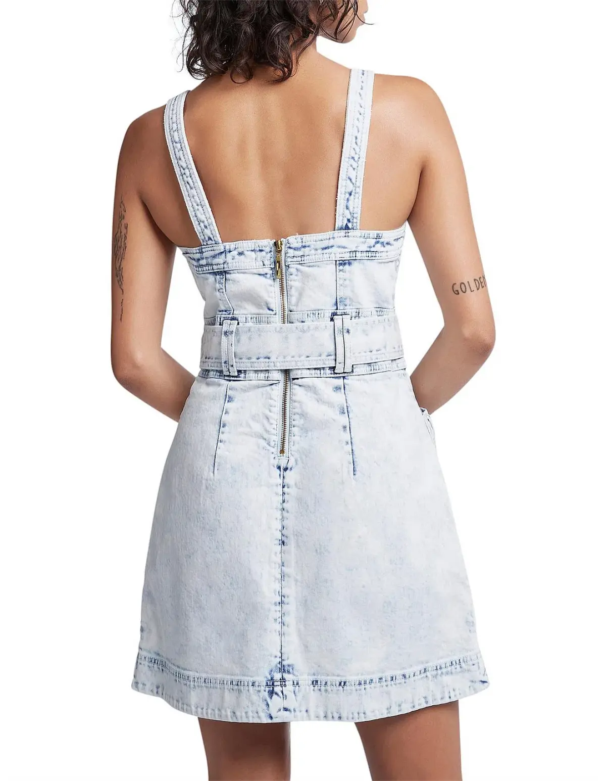Aje Crafted Sleeveless Denim Mini Dress Acid Wash Size 10 - Image 2