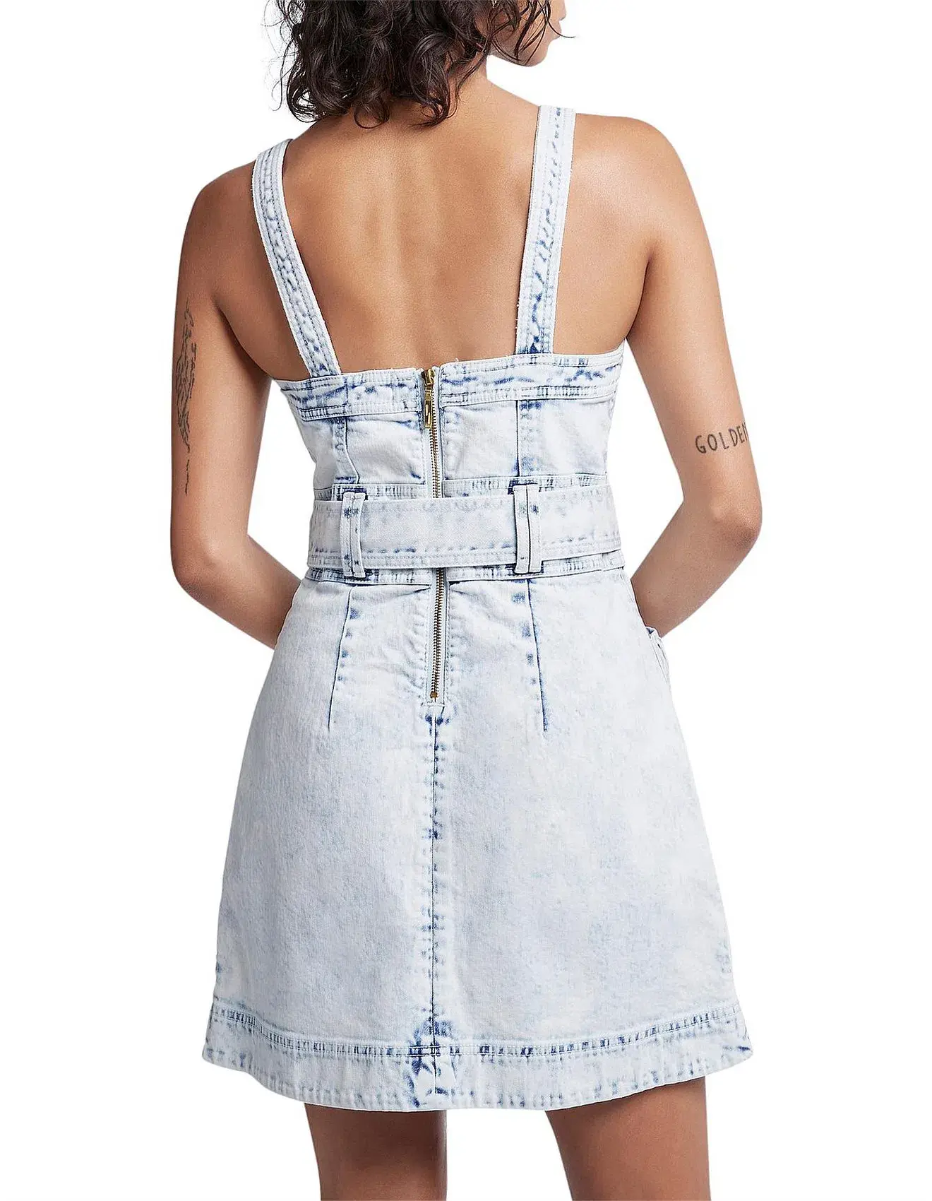Aje Crafted Sleeveless Denim Mini Dress Acid Wash Size 10 - Image 2