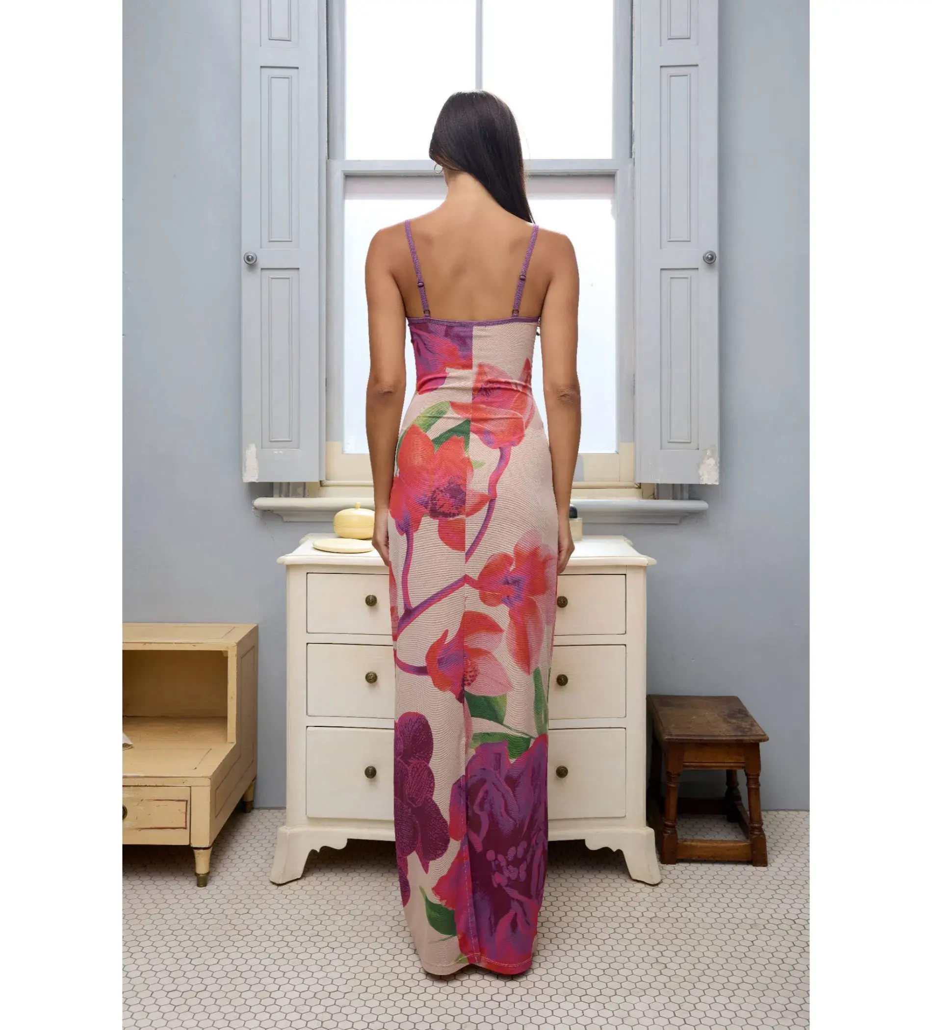 With Harper Lu Mesh Fuchsia Bloom Dress Floral Size 10  - Image 2