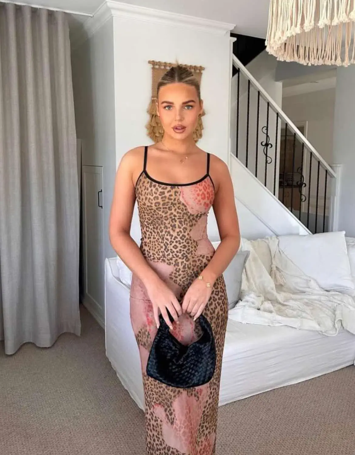 With Harper Lu Slip Dress Mesh Leopard Size 8  - Image 3