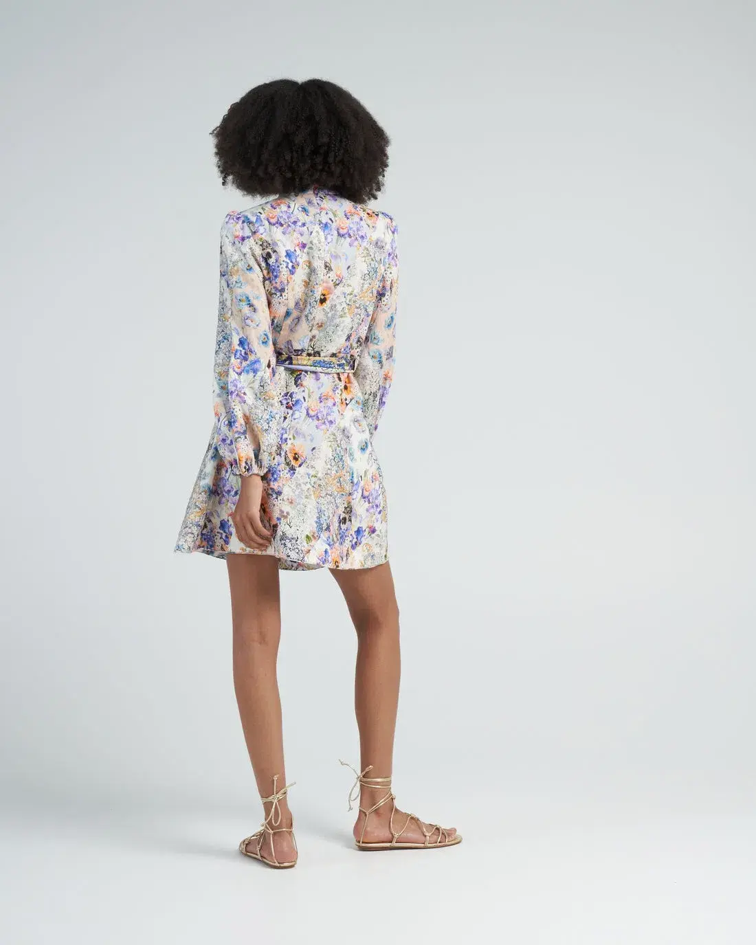 Zimmermann Tama Belted Mini Dress Diamond Splice Floral Size 0P/AU 6  - Image 3