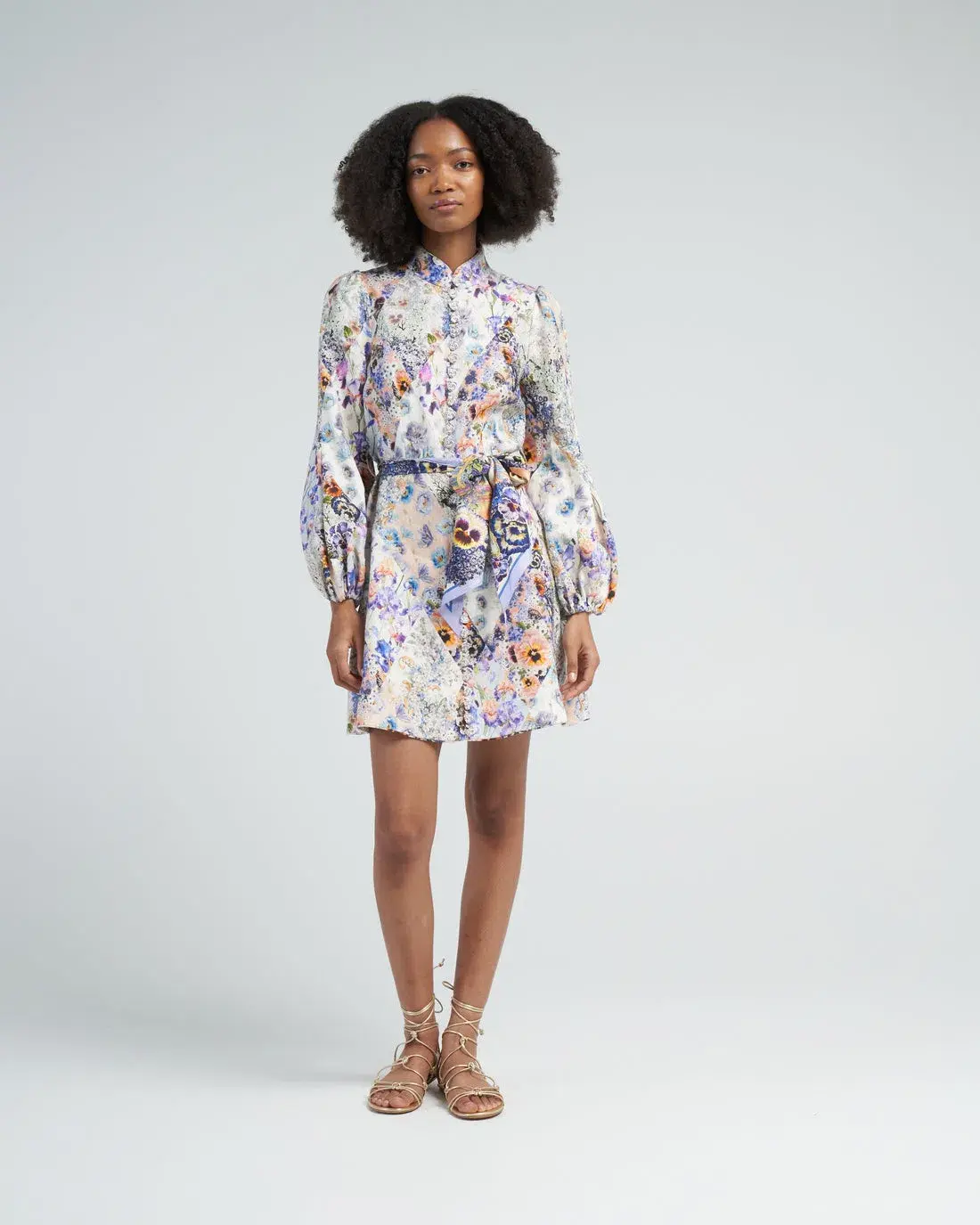 Zimmermann Tama Belted Mini Dress Diamond Splice Floral Size 0P/AU 6  - Image 1