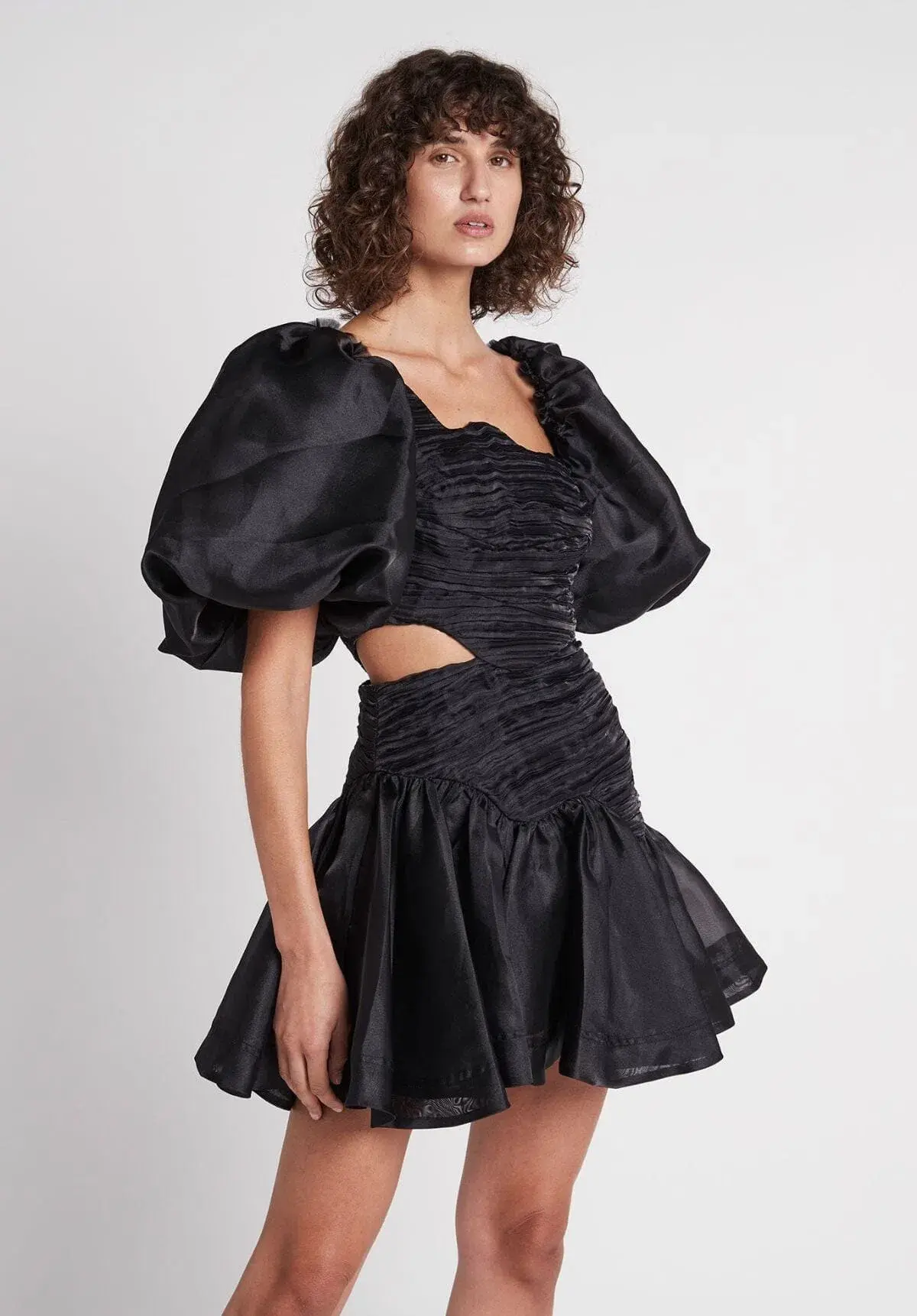 AJE Joan Puff Sleeve Mini Dress Black Size 10  - Image 3