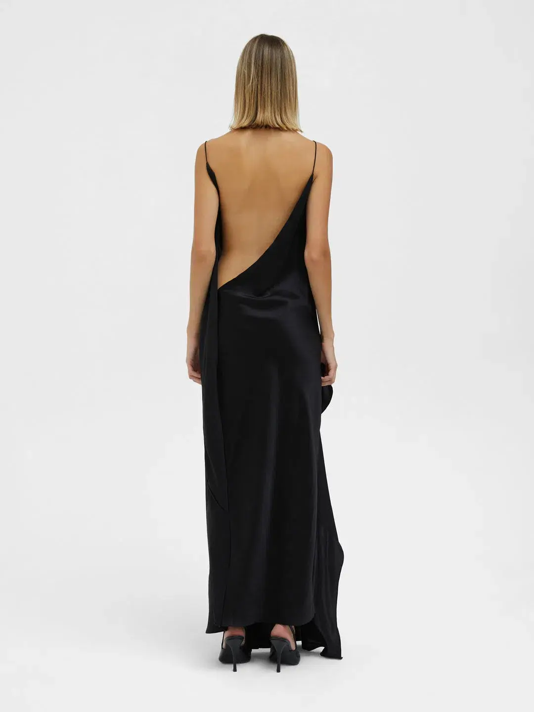 Christopher Esber Cusco Silk Drape Cami Maxi Dress in Black Size 8 - Image 2