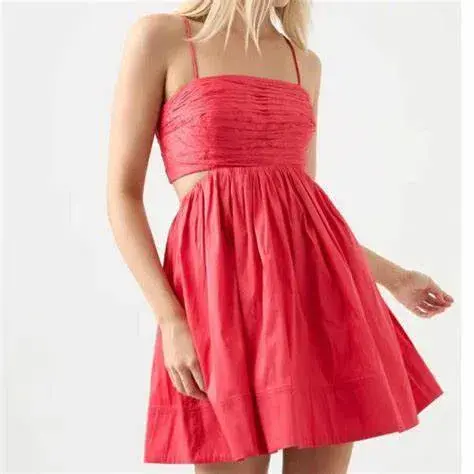 AJE Liza Ruched Baby Doll Dress Pink Size 10  - Image 2