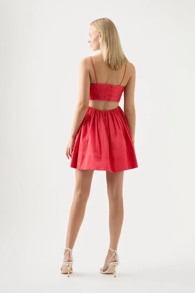 AJE Liza Ruched Baby Doll Dress Pink Size 10  - Image 3