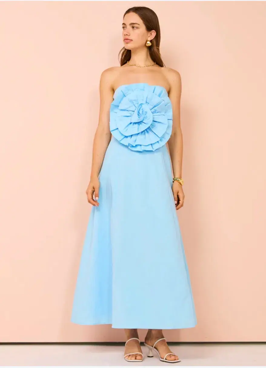 Issy Bustier Rose Midi Dress Blue Size 12  - Image 1