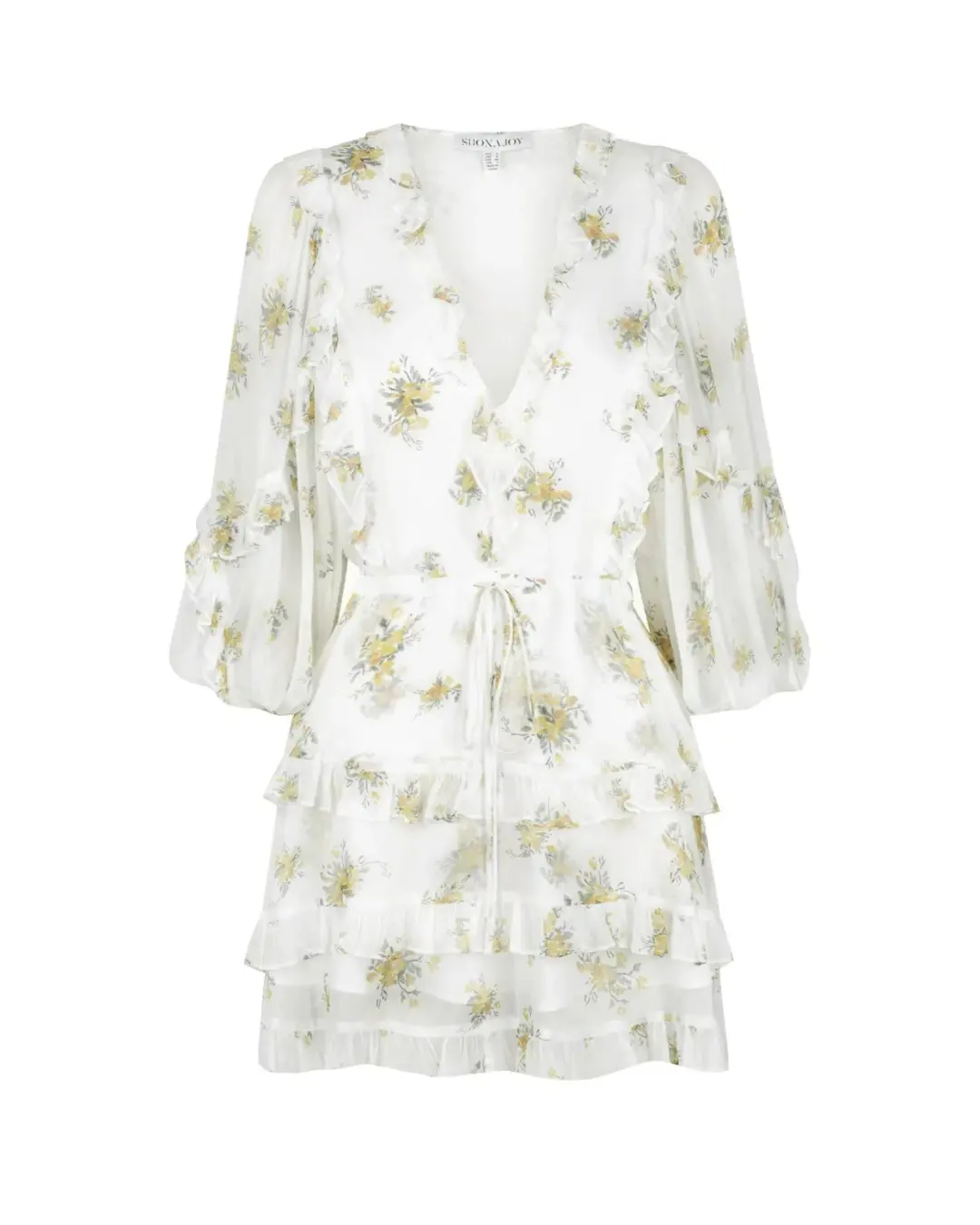 Shona Joy Julieta Balloon Sleeve Frill Mini Dress Print Size AU 14 for rent on The Volte - main image