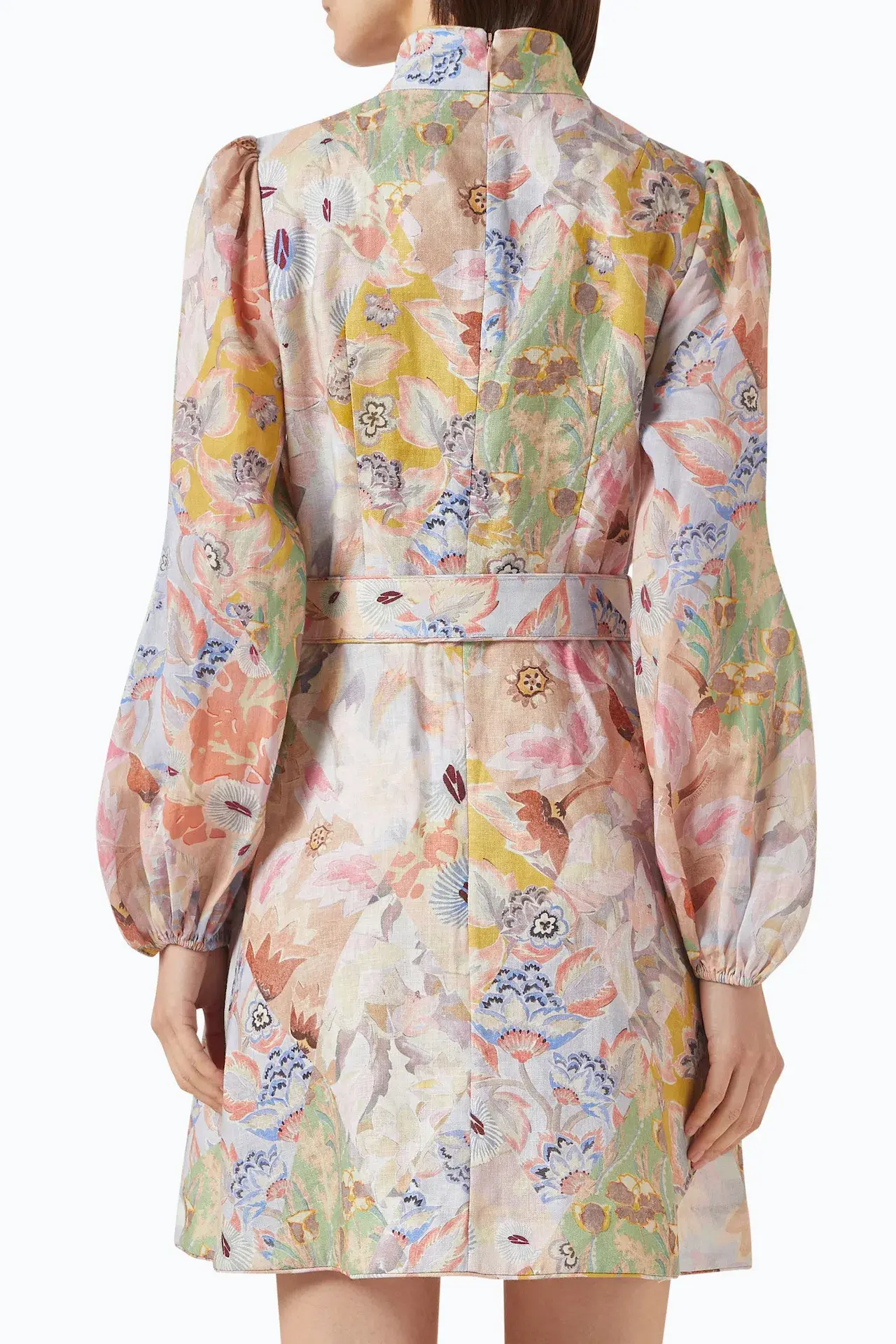 Zimmermann Illustration Belted Mini Dress in Multi Floral Diamond Size 1 / AU 10 - Image 6