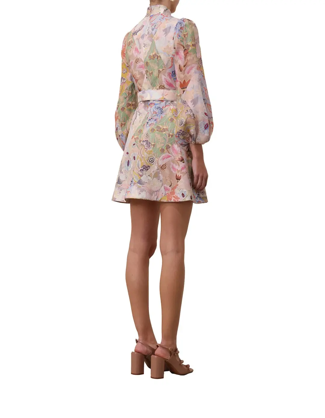 Zimmermann Illustration Belted Mini Dress in Multi Floral Diamond Size 1 / AU 10 for rent on The Volte - main image