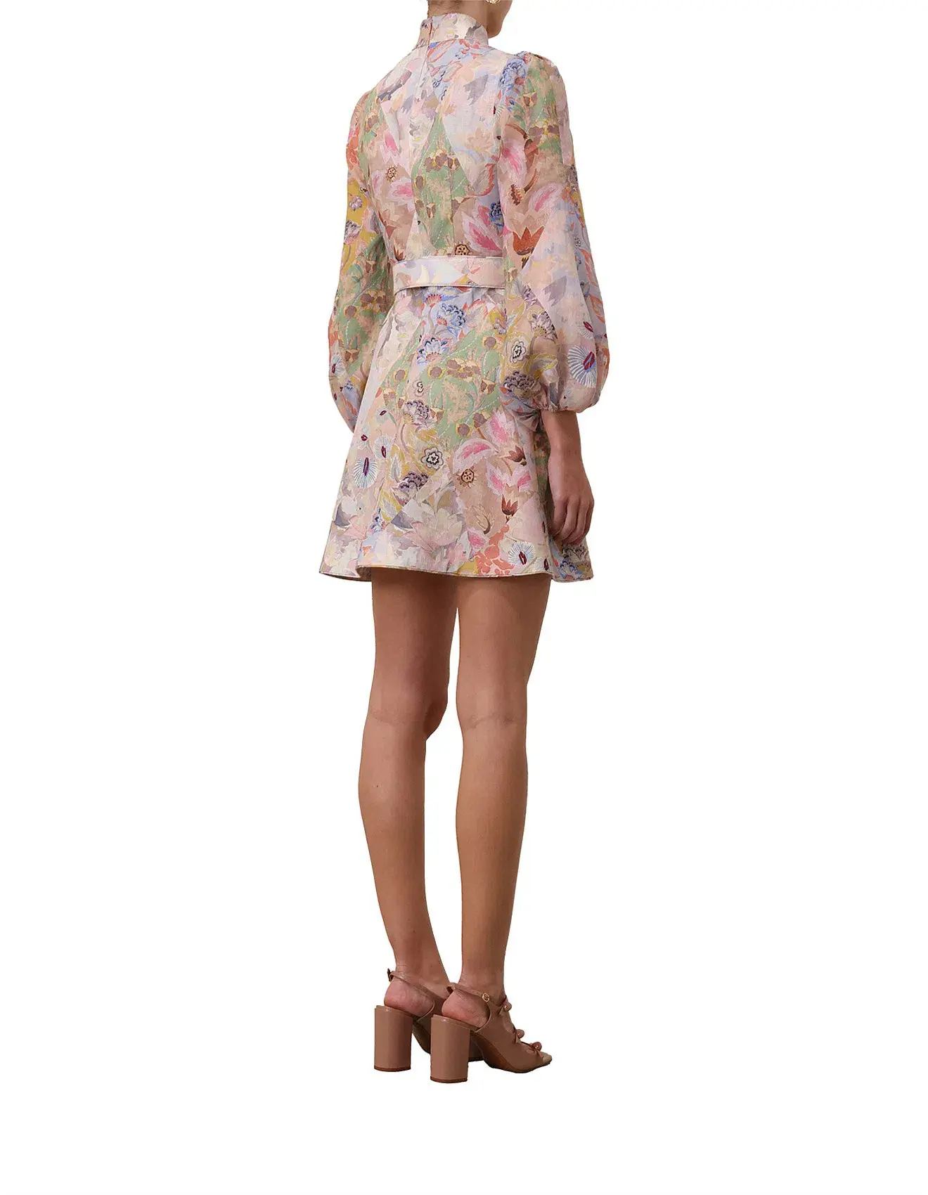 Zimmermann Illustration Belted Mini Dress in Multi Floral Diamond Size 1 / AU 10 - Image 2