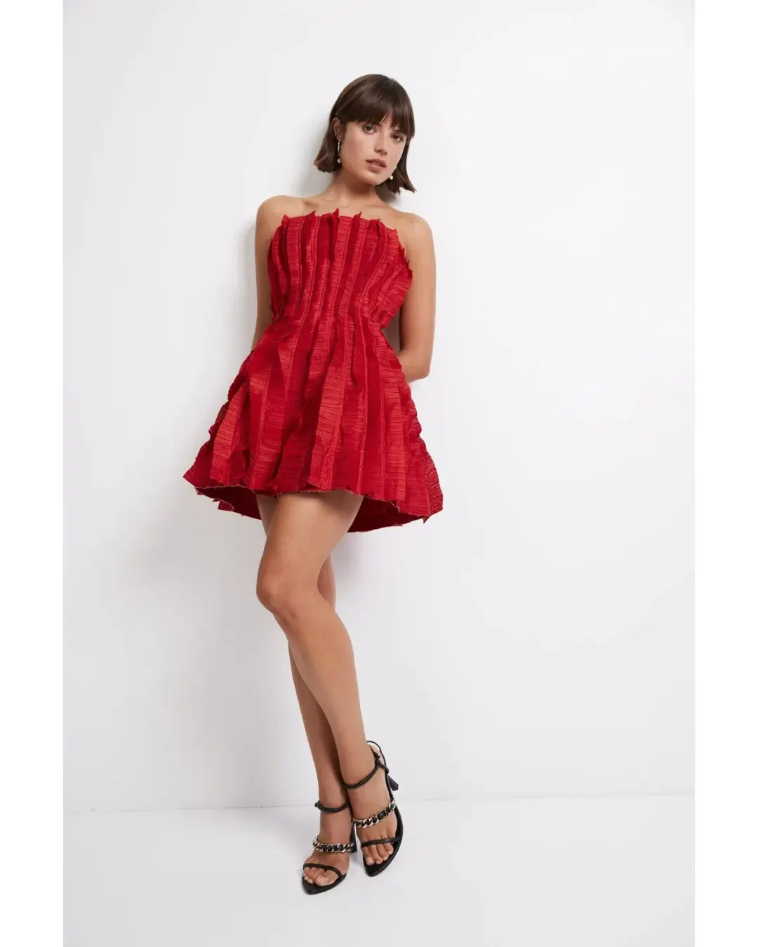 Aje Hybrid Mini Dress in Scarlet Red Size AU 14 for rent on The Volte - main image
