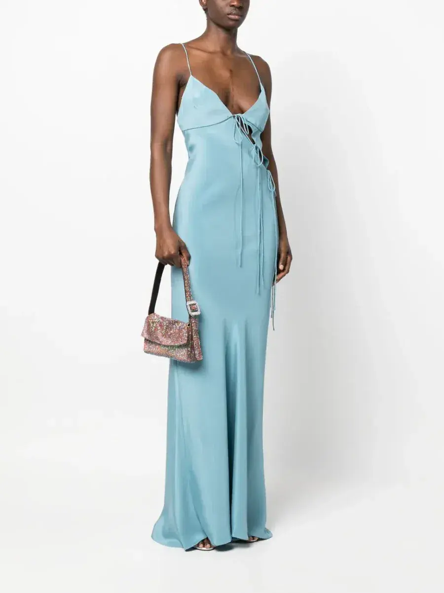 Christopher Esber Slope Silk Tie Dress Blue Size AU 10  for rent on The Volte - main image