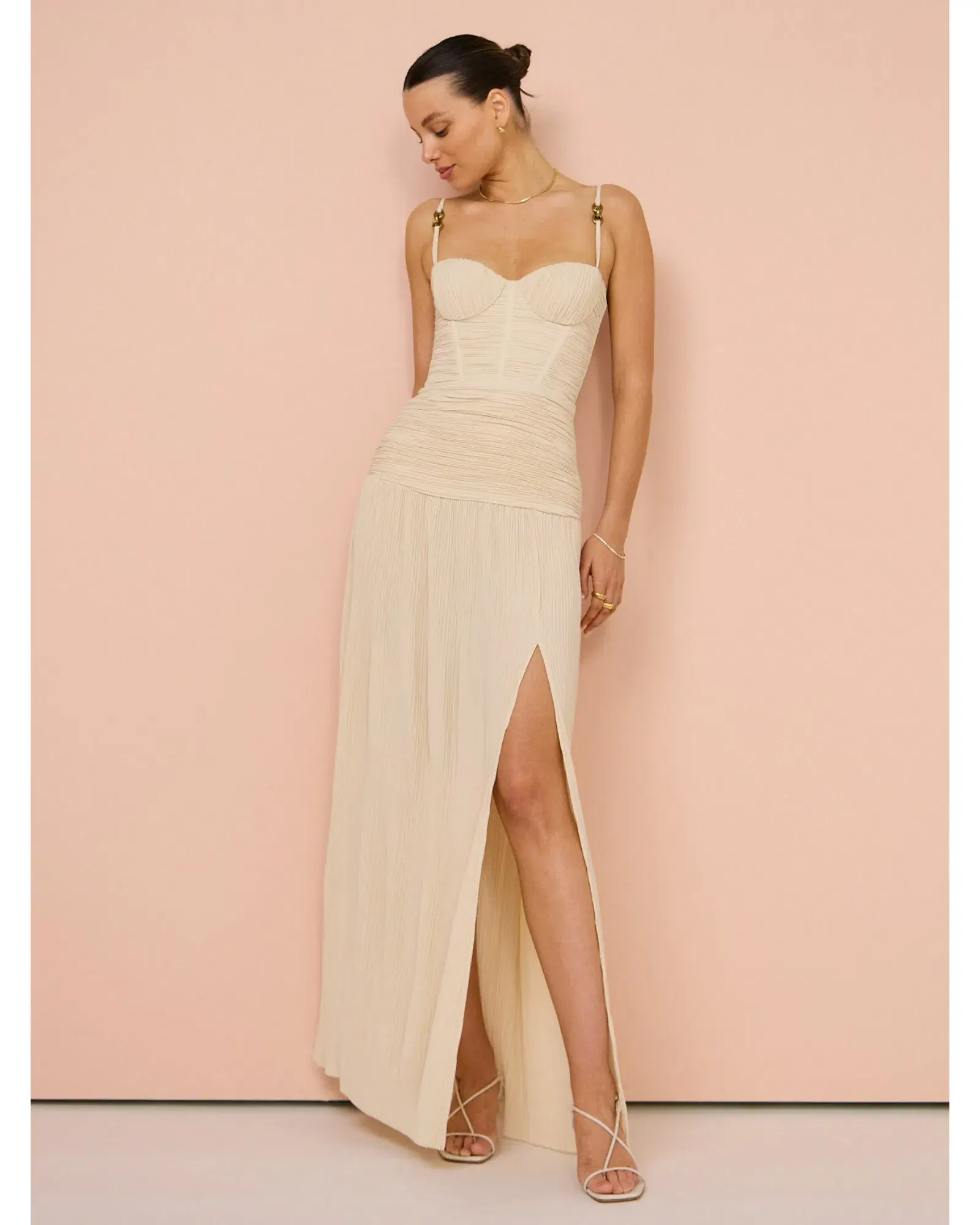 Manning Cartell Double Time Pleat Dress Nougat Size AU 14  - Image 4