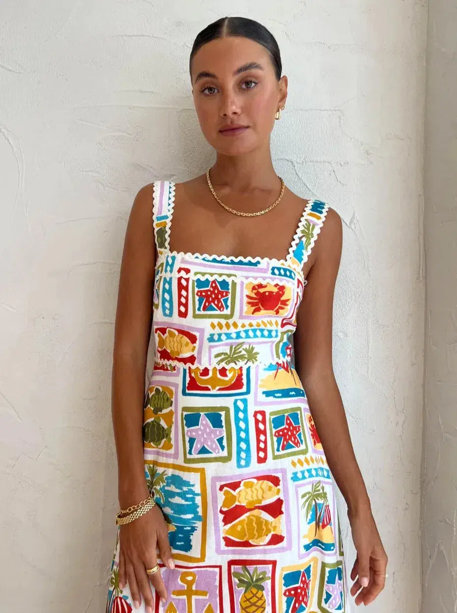 By Nicola Goldie Maxi Dress In Summer Vacation Size 10 - Image 5