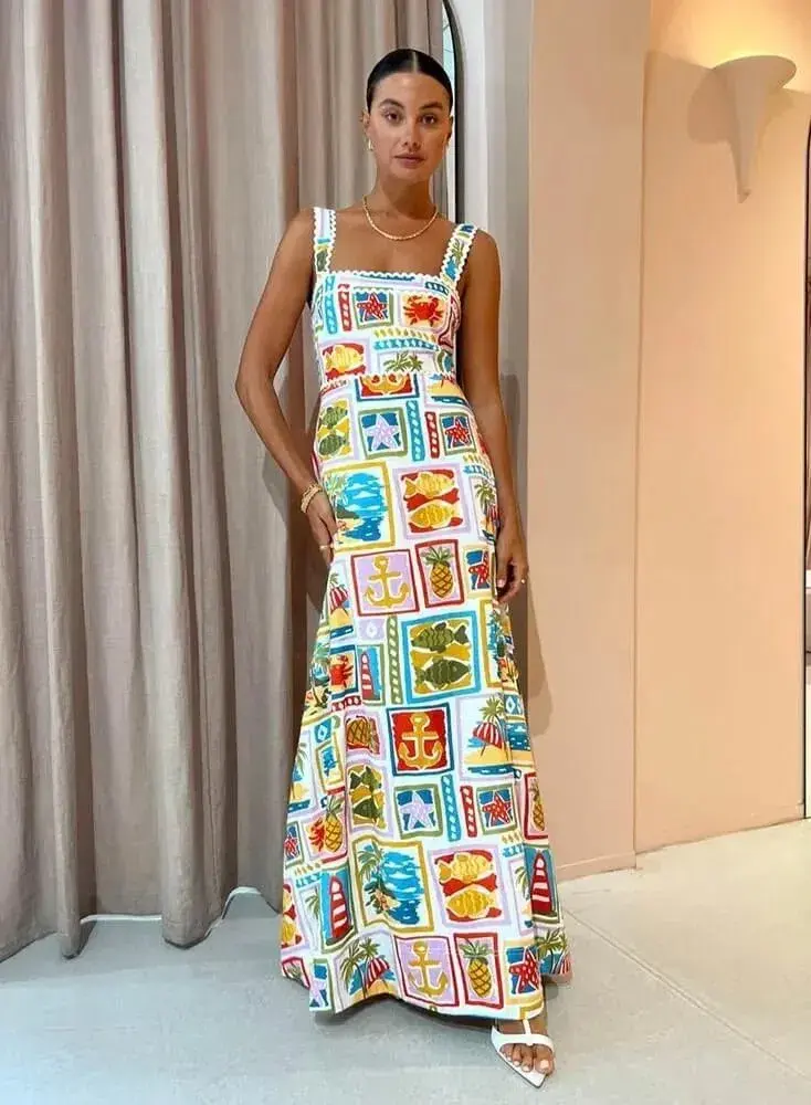 By Nicola Goldie Maxi Dress In Summer Vacation Size 10 - Image 1