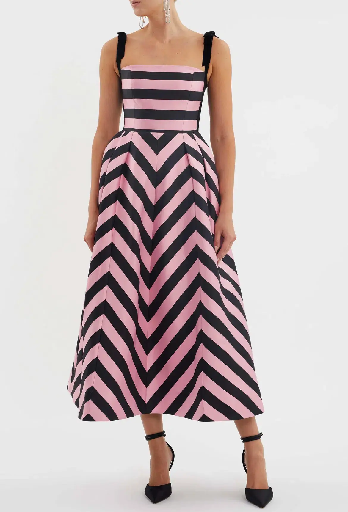Rebecca Vallance Jocelyn Midi Dress Stripe Size 8 - Image 2