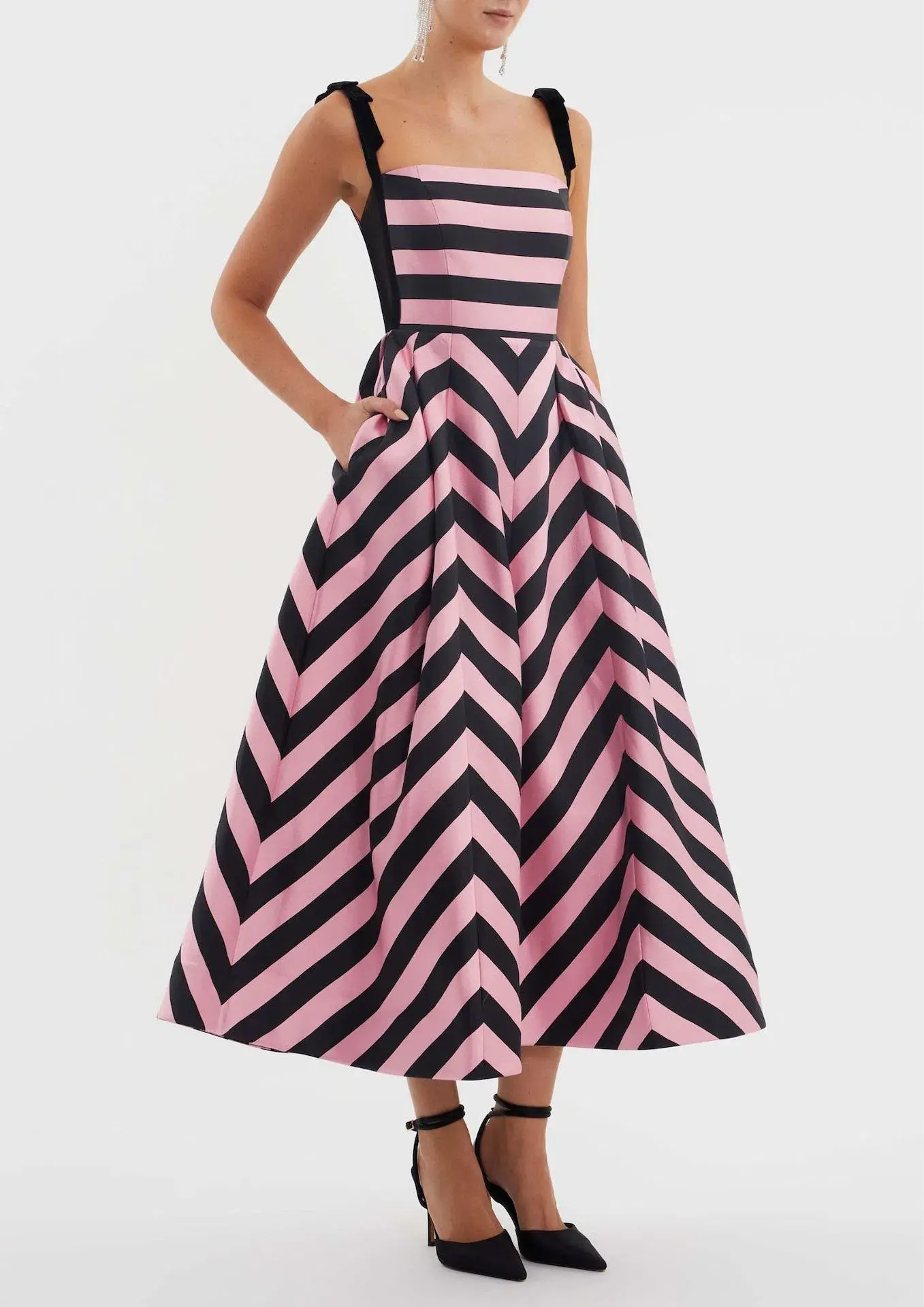 Rebecca Vallance Jocelyn Midi Dress Stripe Size 8 - Image 1