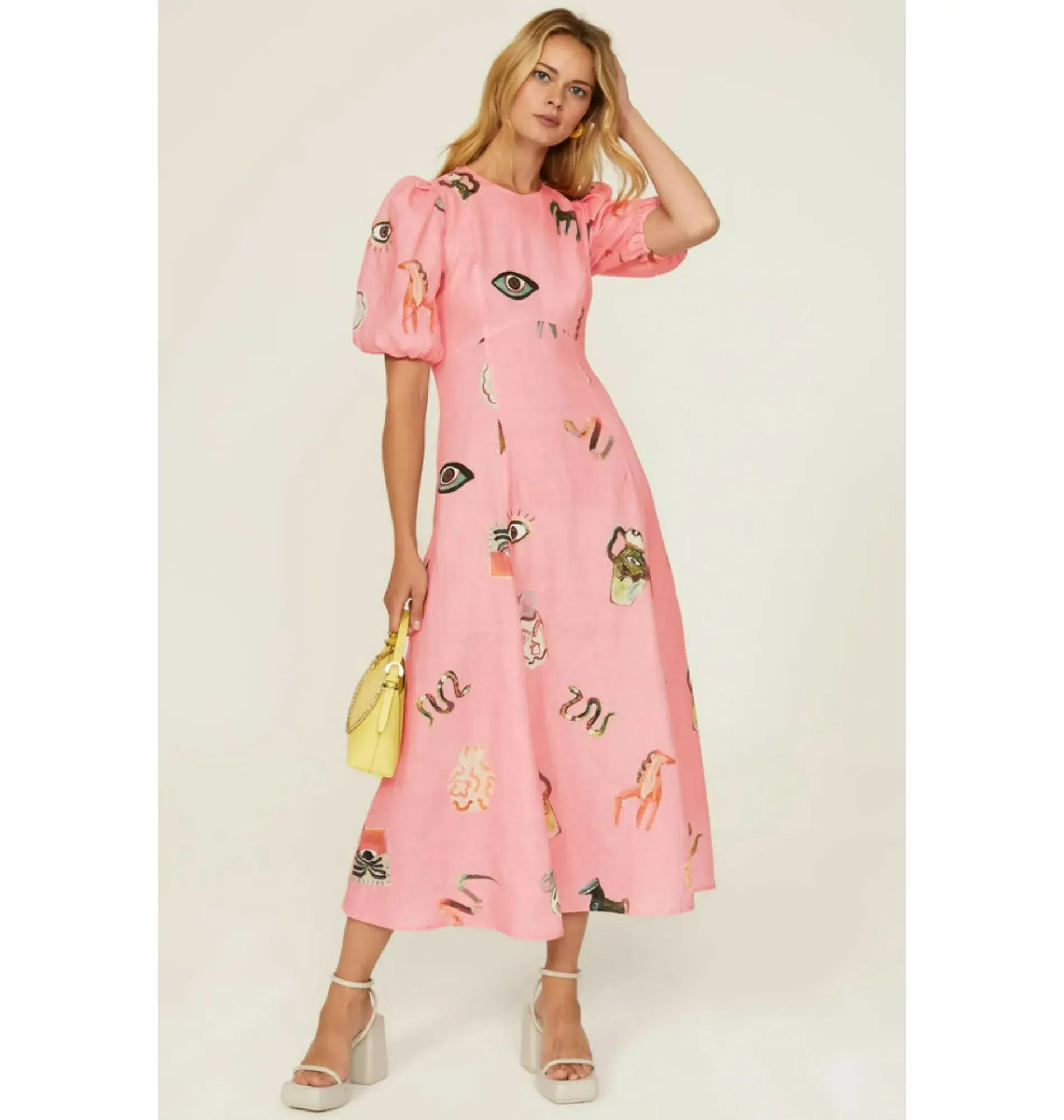 Alemais Cleo Midi Dress Pink Size AU 10 - Image 4