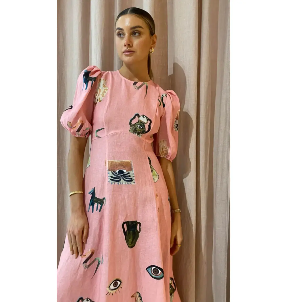Alemais Cleo Midi Dress Pink Size AU 10 - Image 2