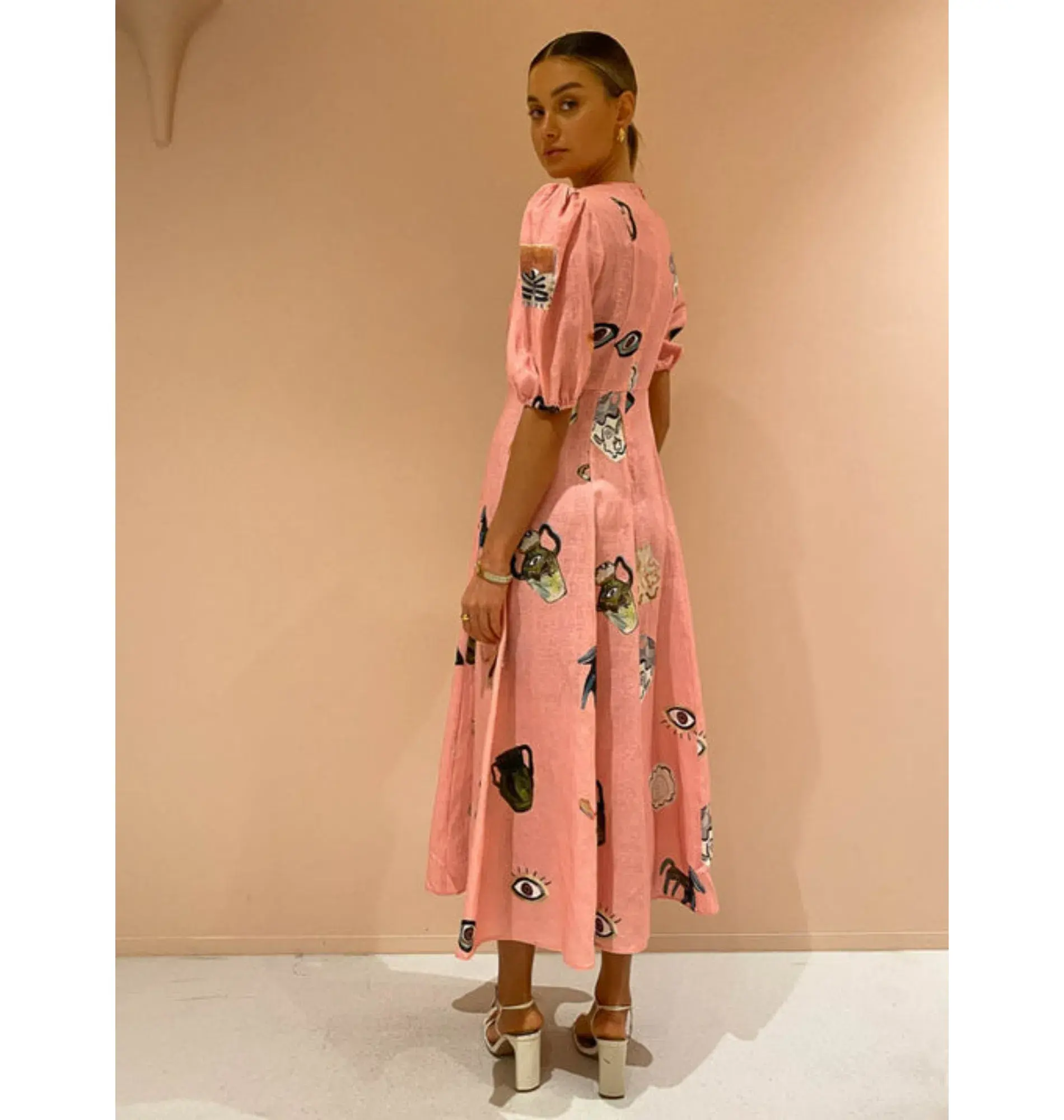 Alemais Cleo Midi Dress Pink Size AU 10 - Image 3