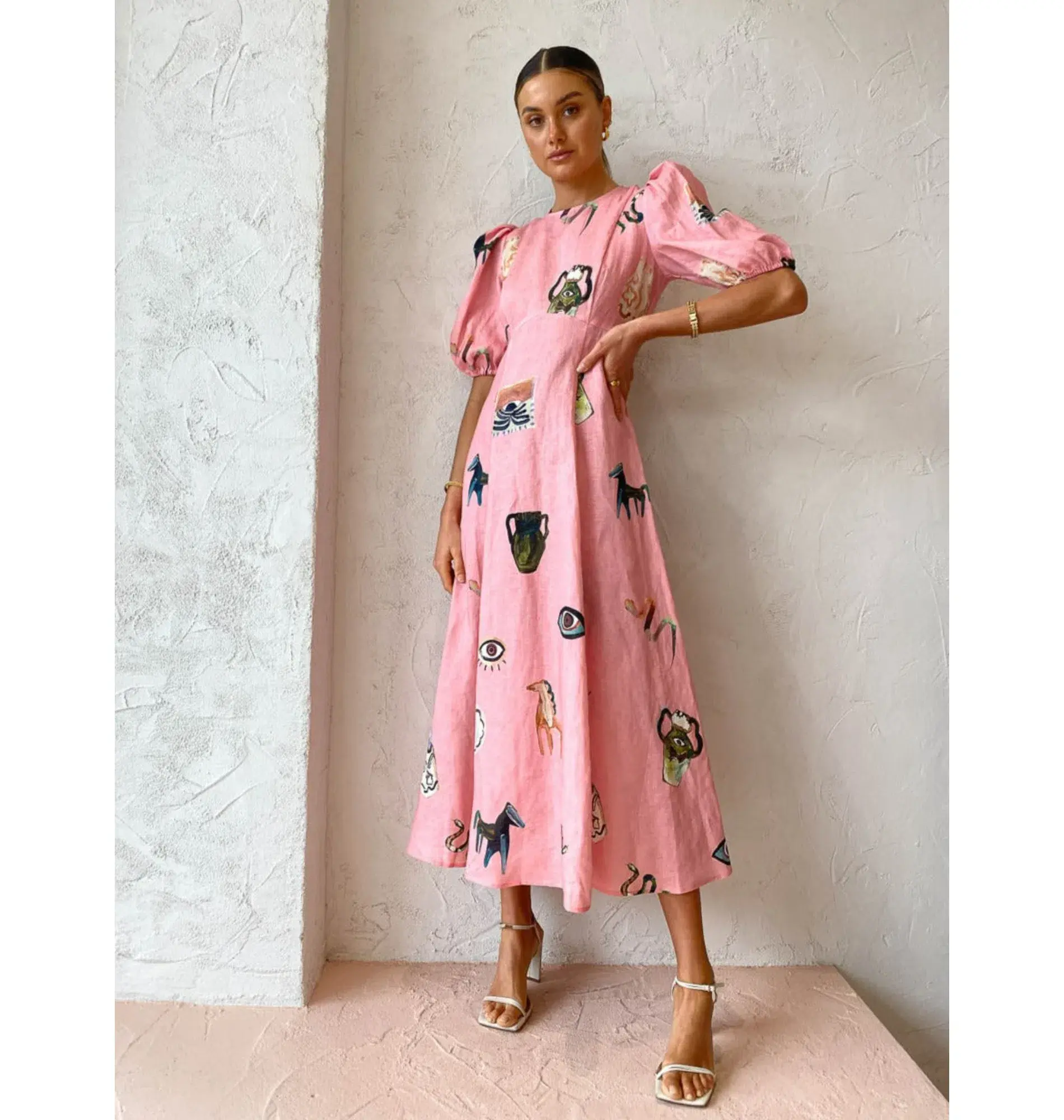 Alemais Cleo Midi Dress Pink Size AU 10 - Image 1