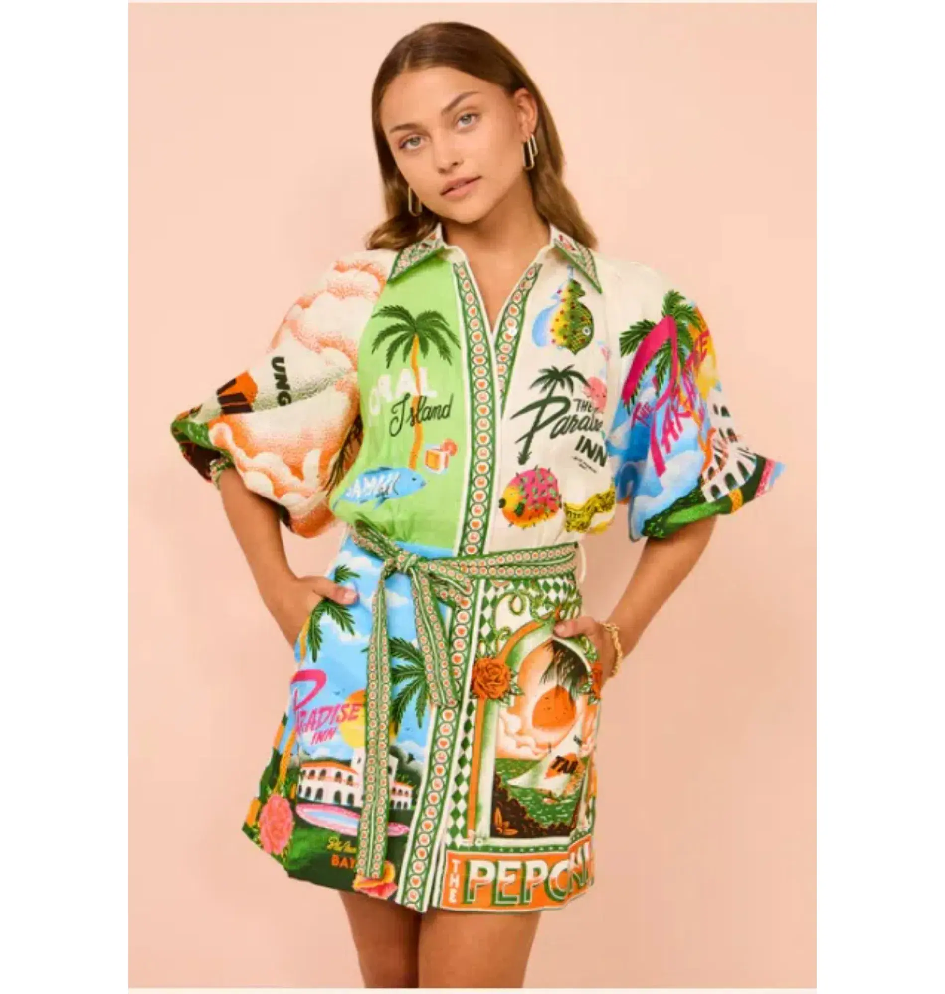 Alemais Paradiso Mini Dress Multi Size AU 10 - Image 3