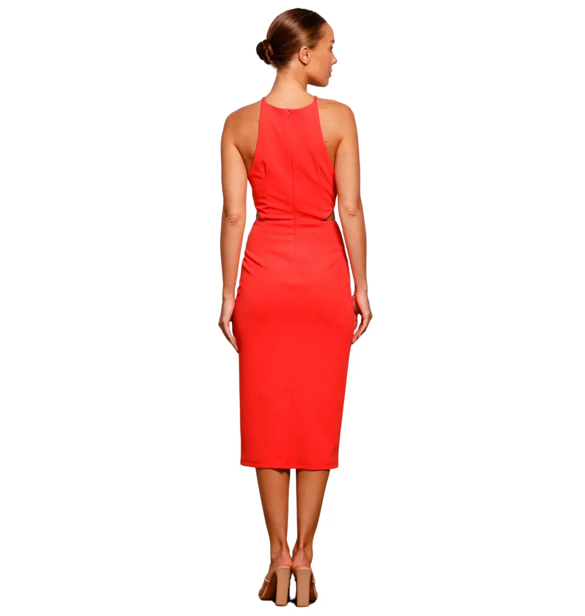 Pasduchas Kiss Up Midi Dress Coral Size AU 10 - Image 4