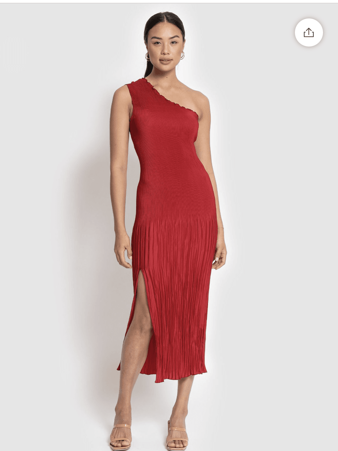L’IDEE soirée pleaded one shoulder dress RED - Image 1