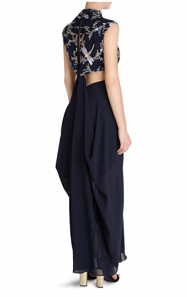 Carla Zampatti The Venus Diaphanous Gown Navy Size 4 - Image 3