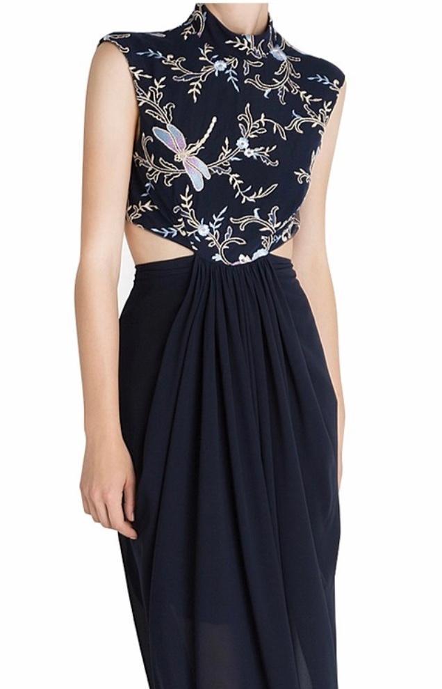 Carla Zampatti The Venus Diaphanous Gown Navy Size 4 - Image 2