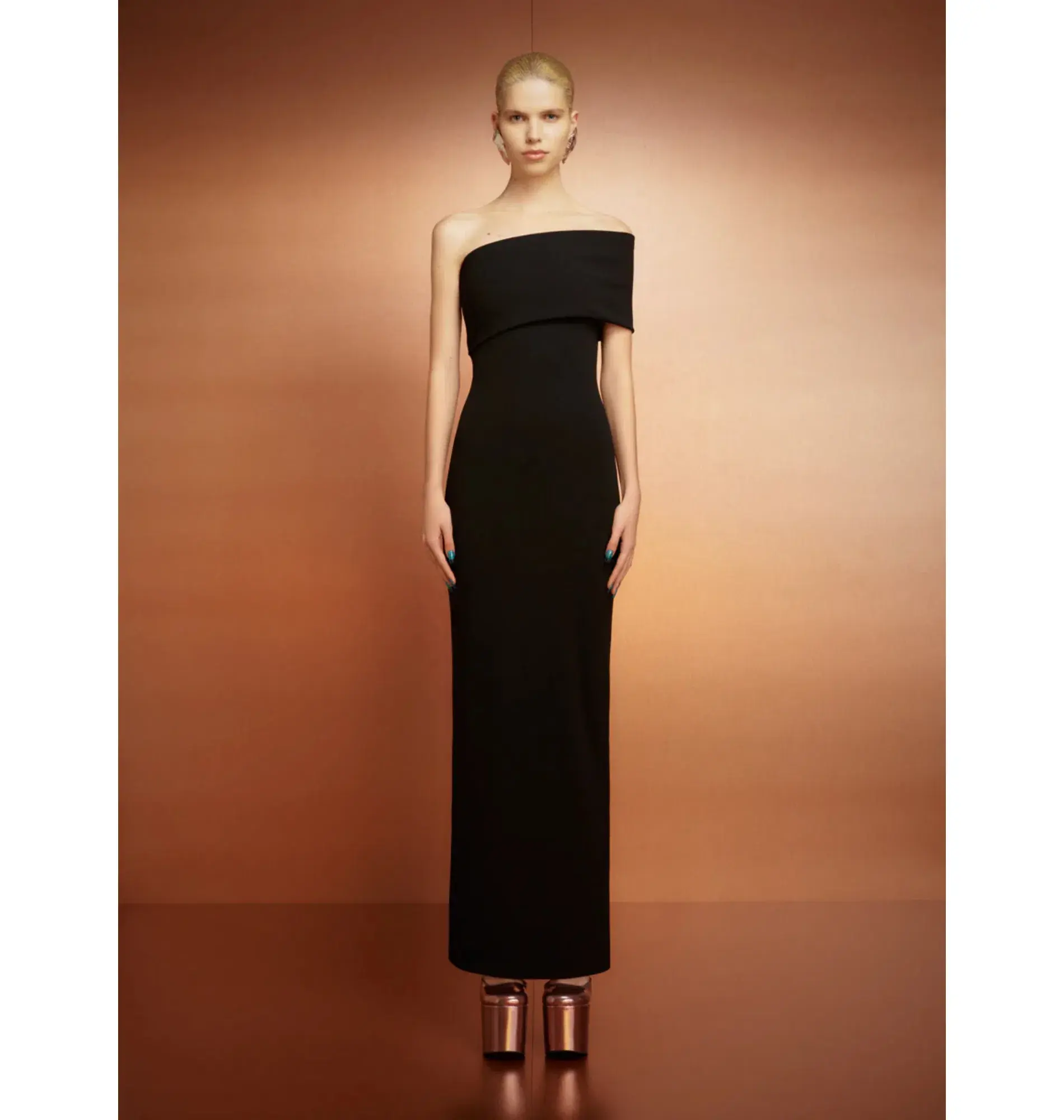 Solace London Lana One Shoulder Maxi Dress Black Size AU 14 - Image 1