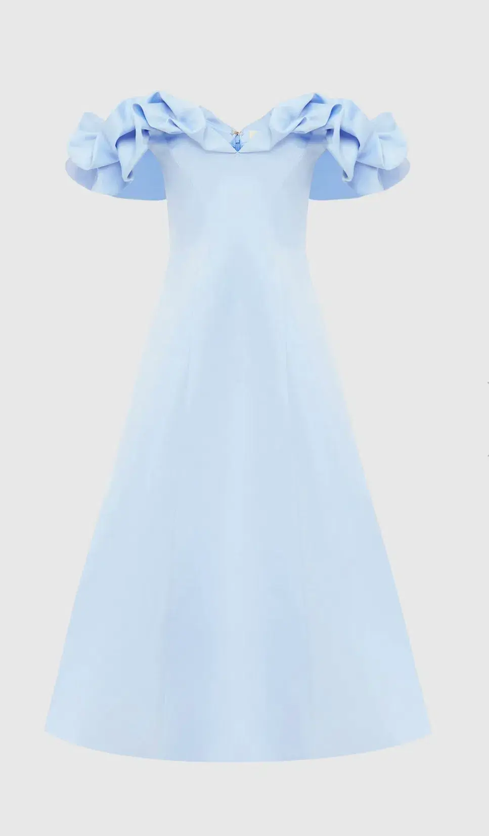 Leo Lin Annie Off Shoulder Frill Midi Dress Sky Blue Size AU 8 - Image 2