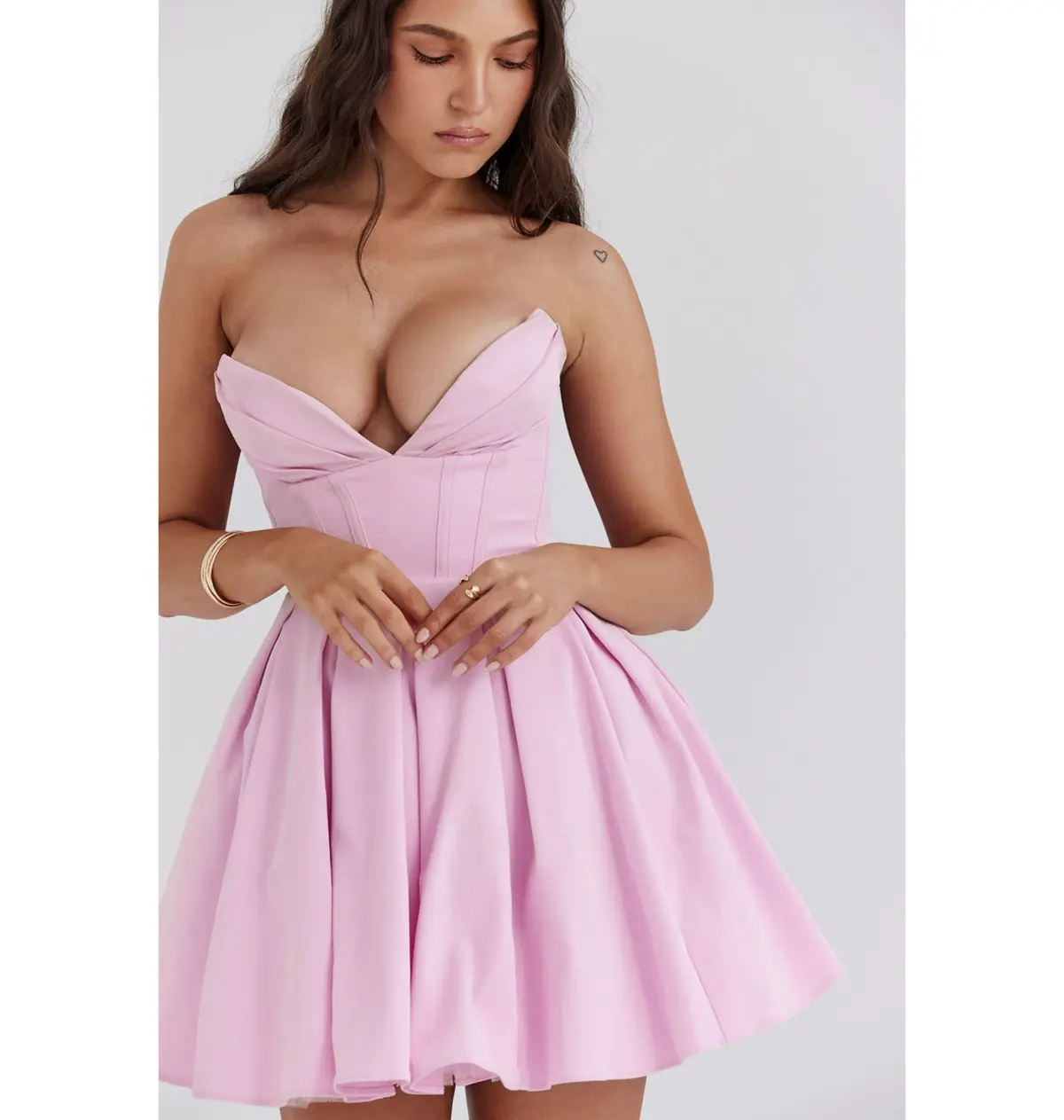 House of CB Mar Twill Strapless Mini Dress Cotton Candy Size AU 6 - Image 3