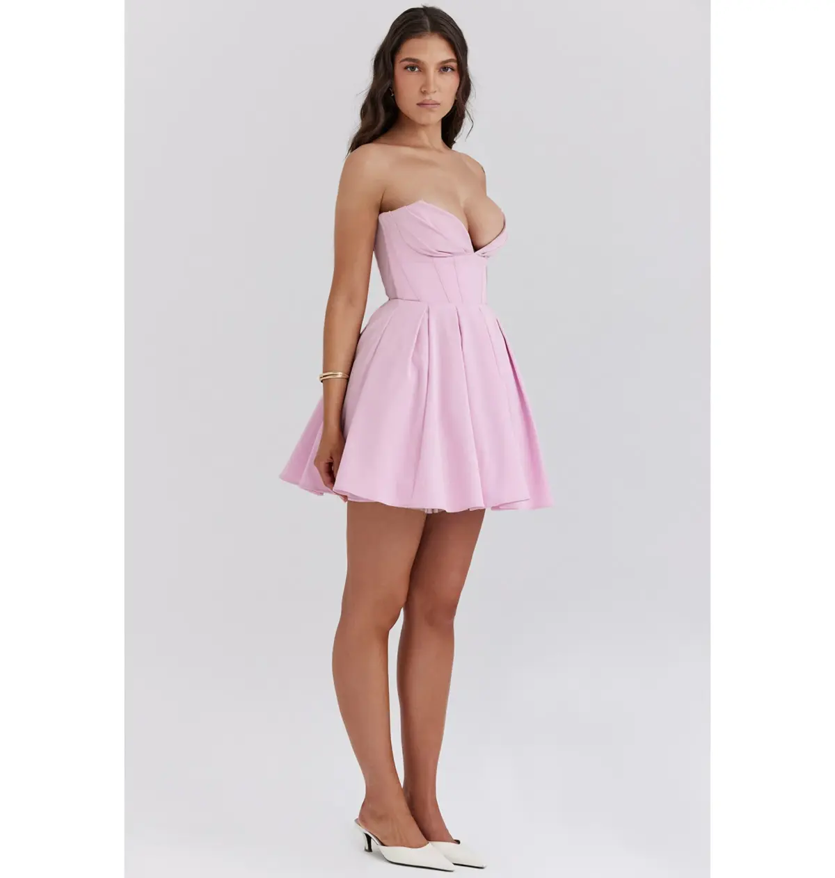 House of CB Mar Twill Strapless Mini Dress Cotton Candy Size AU 6 - Image 1