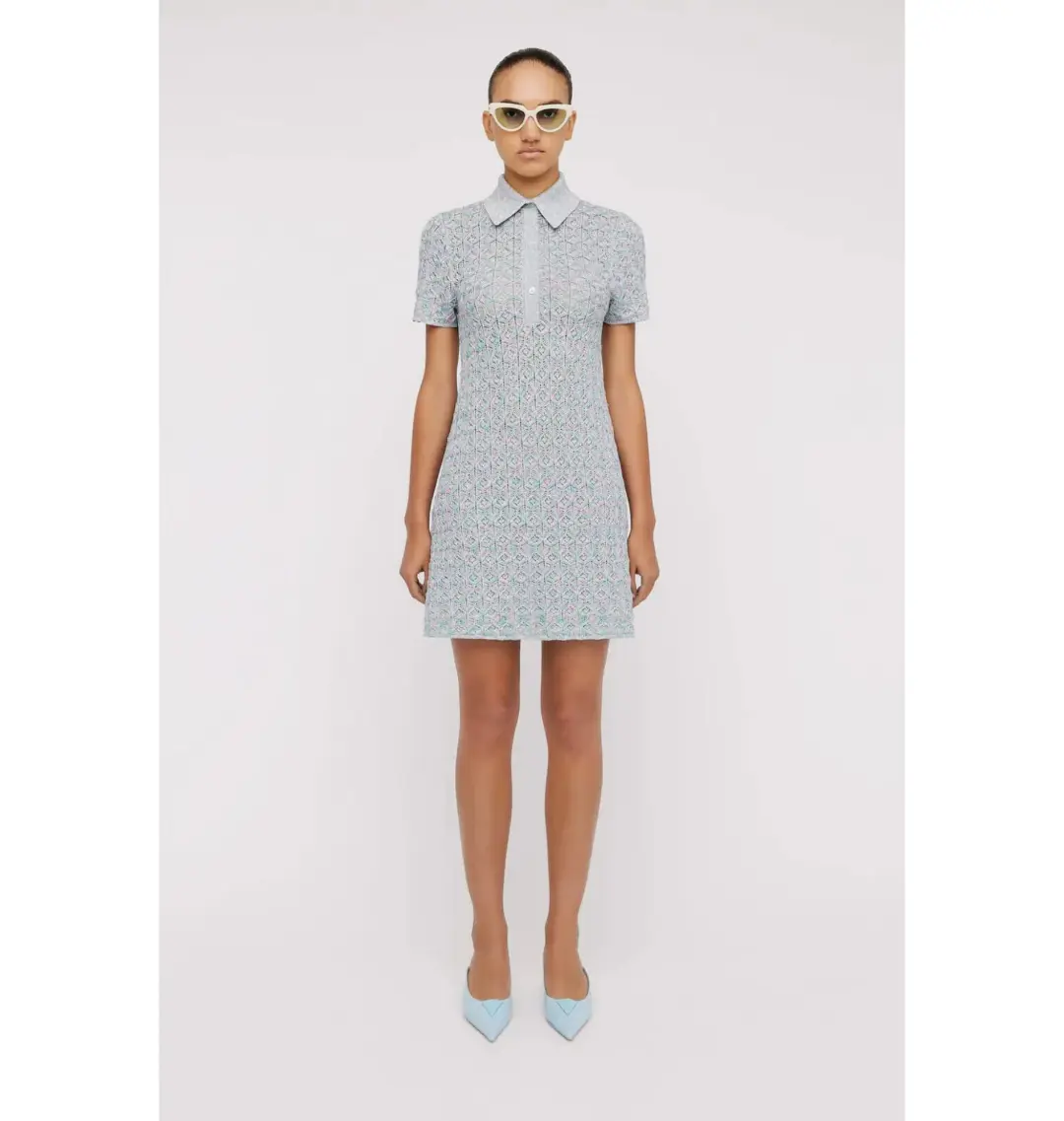 Scanlan Theodore Sparkle Knit Shirt Dress Grey Size AU 8 for rent on The Volte - main image