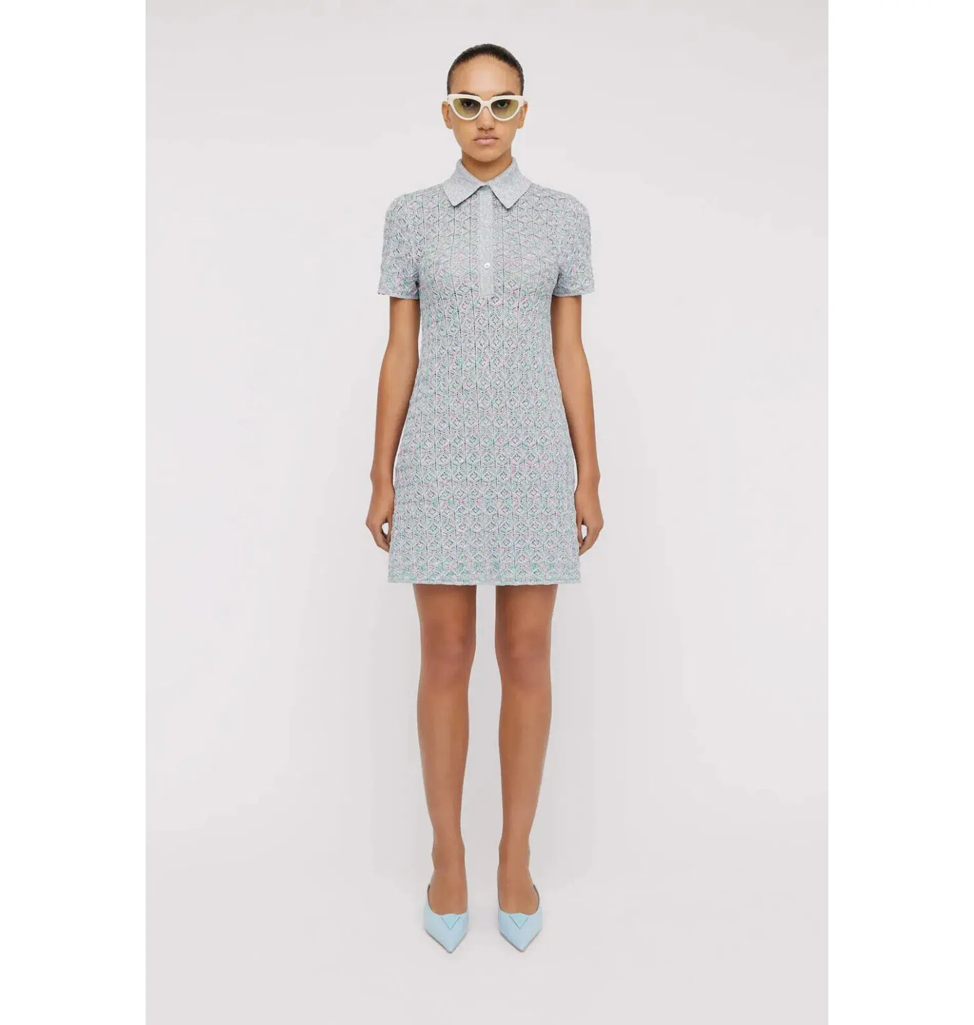 Scanlan Theodore Sparkle Knit Shirt Dress Grey Size AU 8 - Image 1