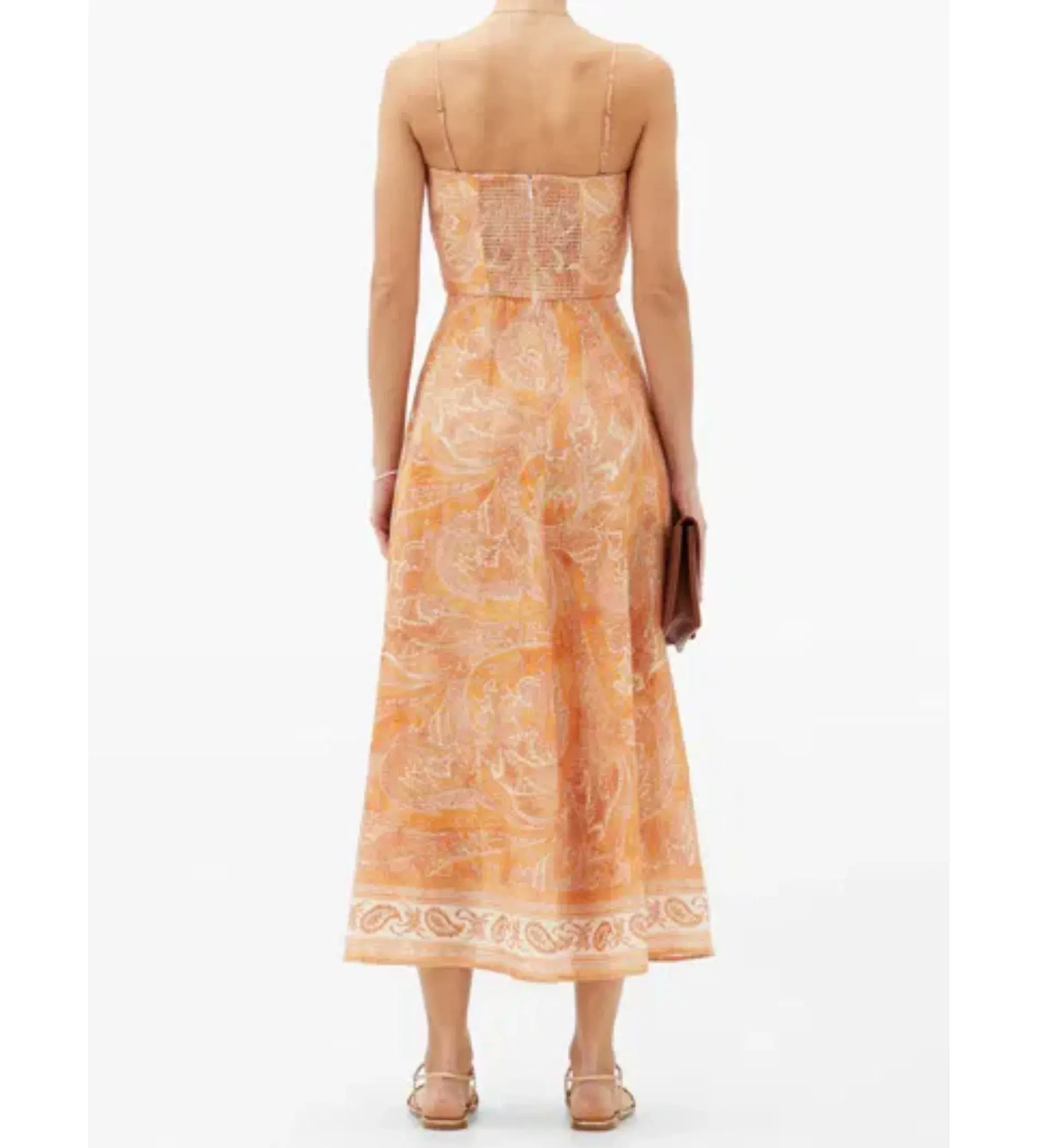 Zimmermann Brighton Tie-waist Paisley Midi Dress Orange/Print Size 0/Au 8 - Image 4