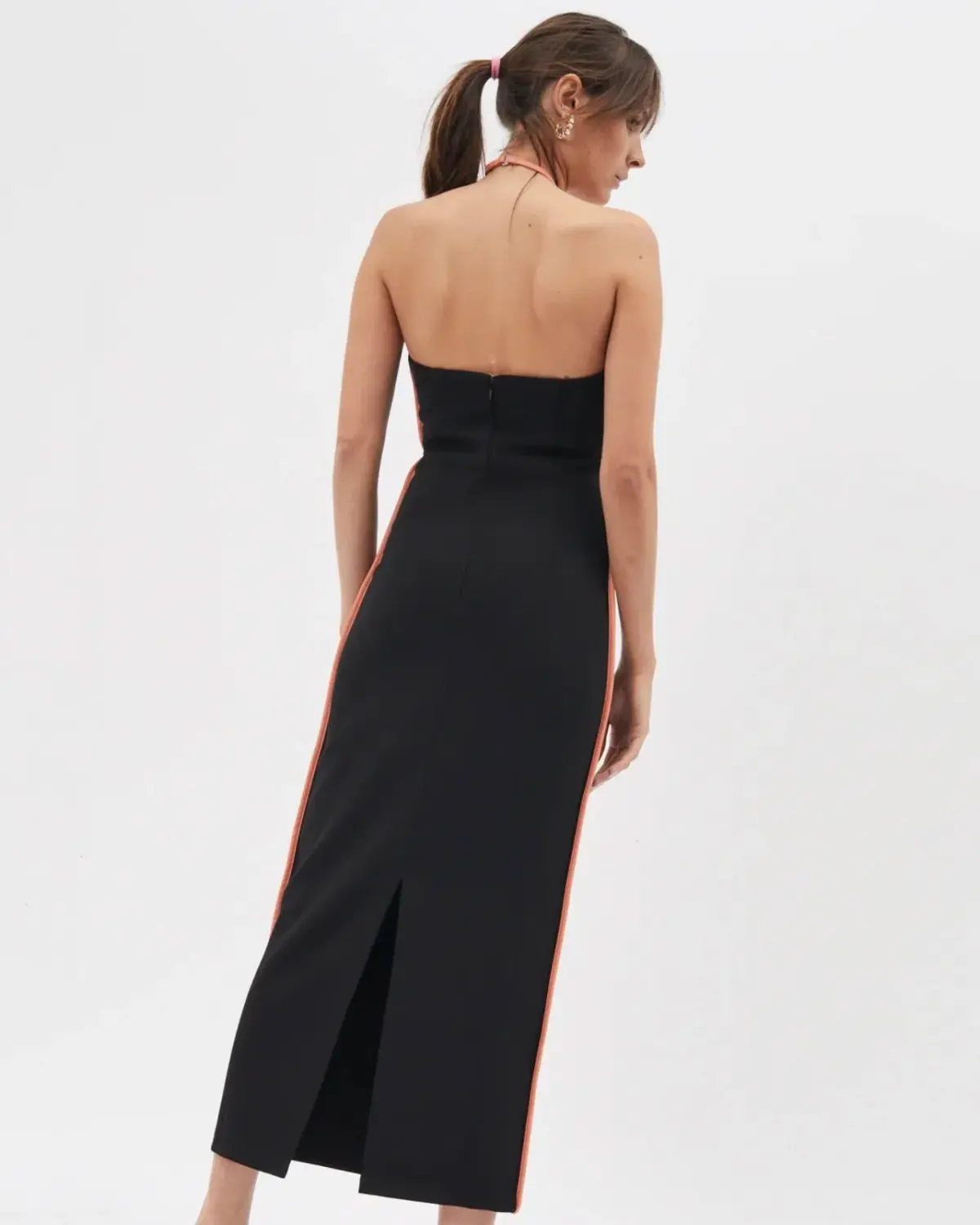 Paris Georgia Nassia Midi Dress Black/Orange Size XS/Au 8 - Image 2