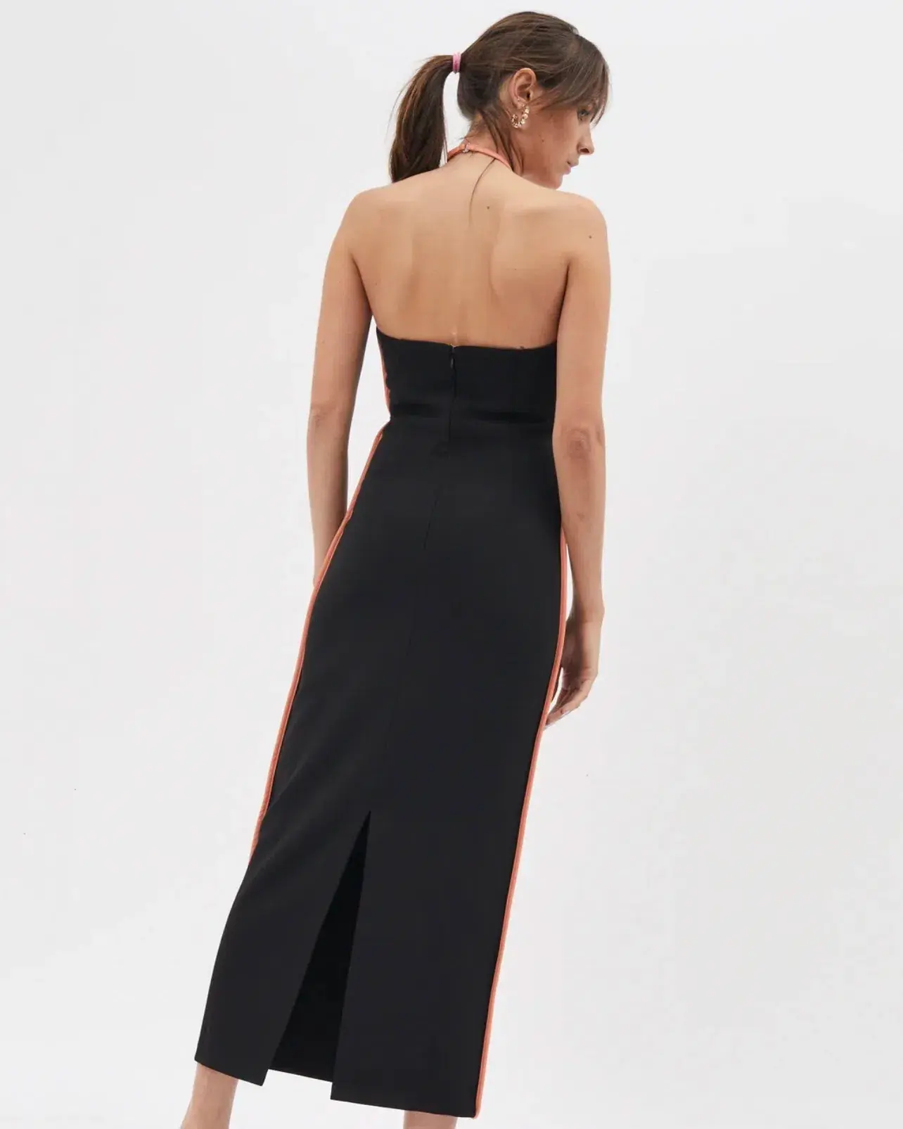 Paris Georgia Nassia Midi Dress Black/Orange Size XS/Au 8 - Image 2